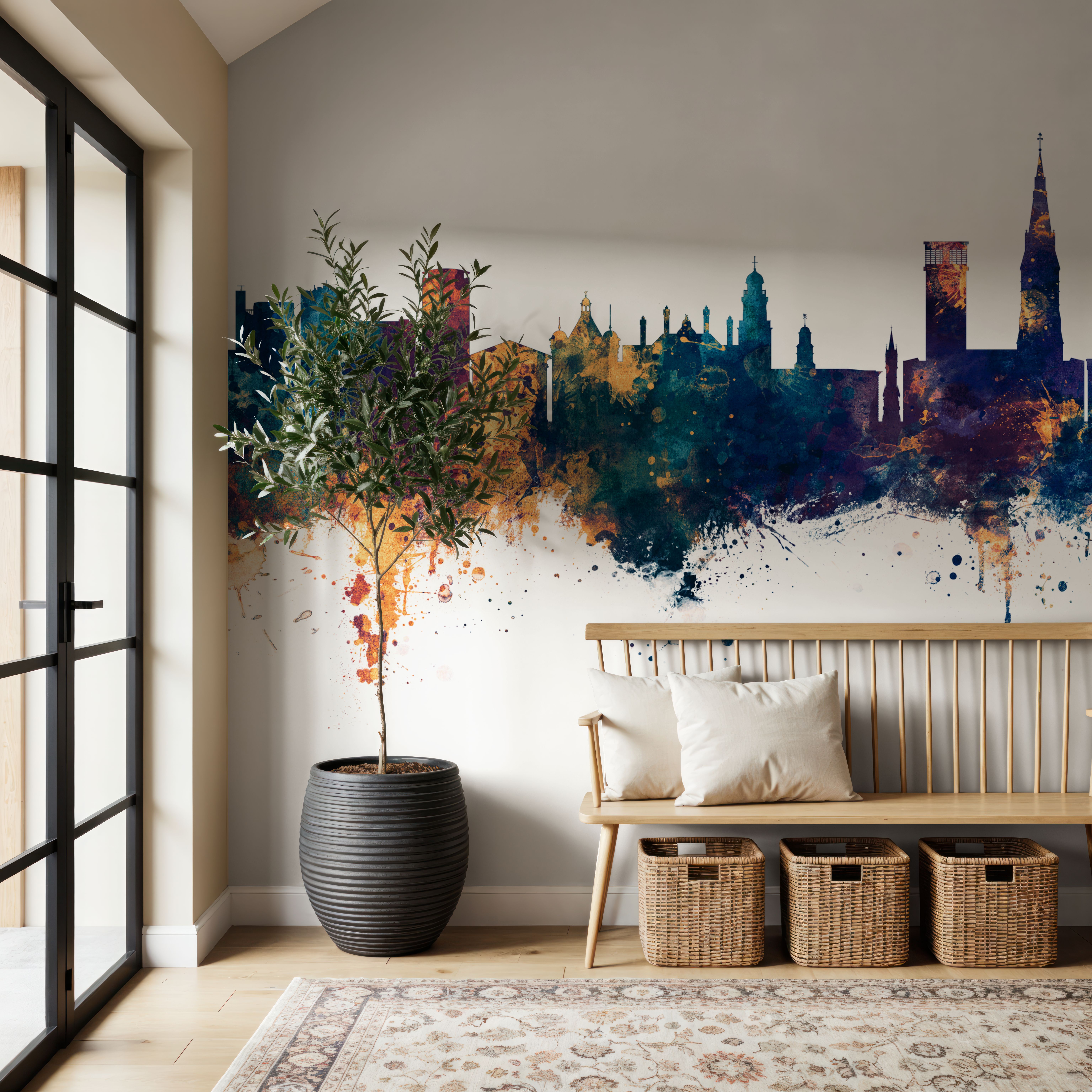 Leicester England Skyline Blue & Bronze