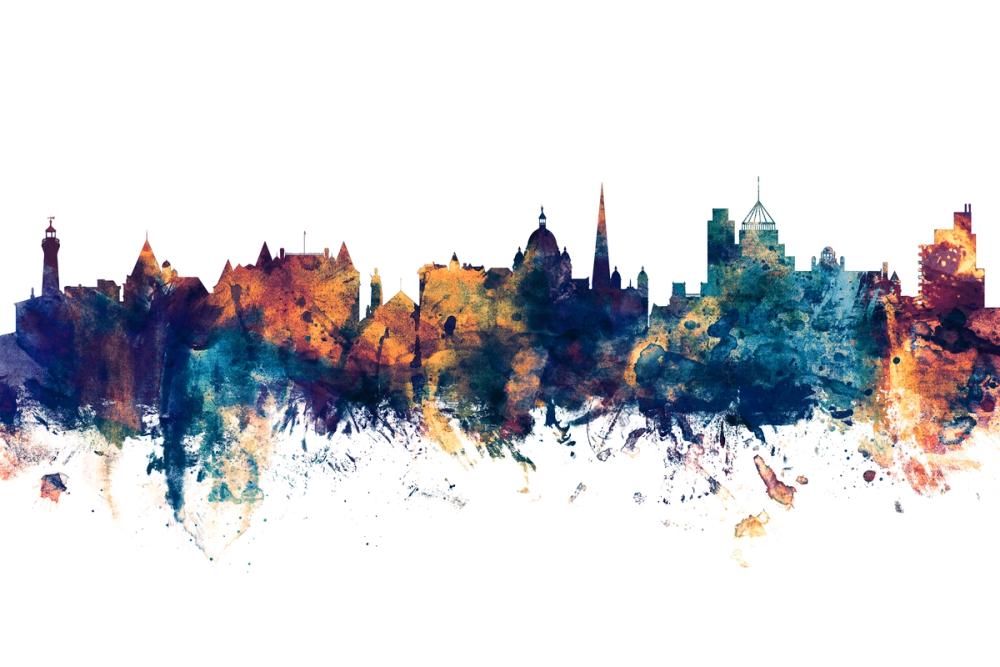 Victoria Canada Skyline Blue & Bronze