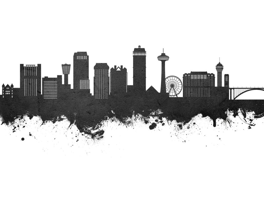 Niagara Falls Skyline Black & White