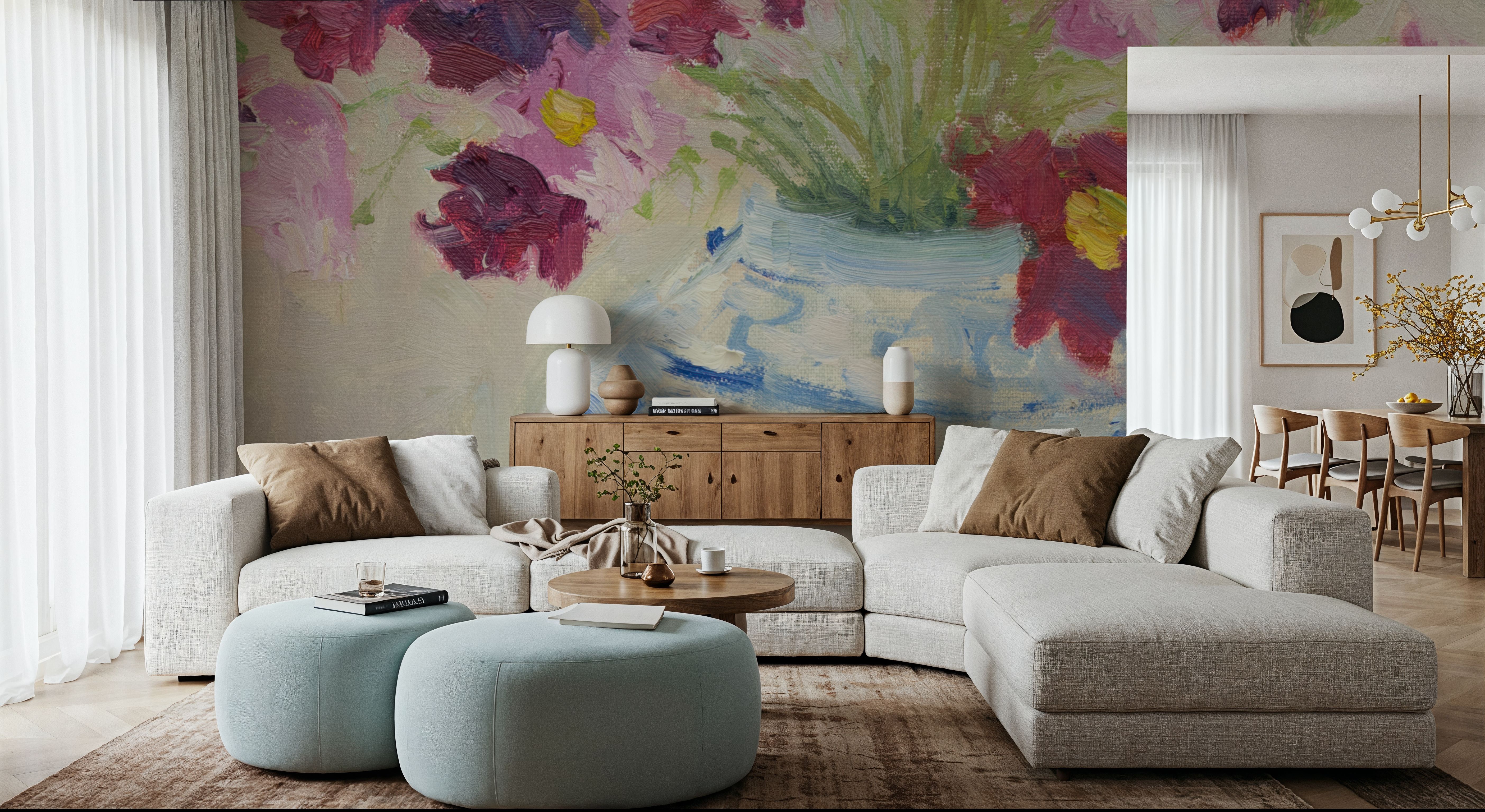 Cosmos in Chinoiserie Pot