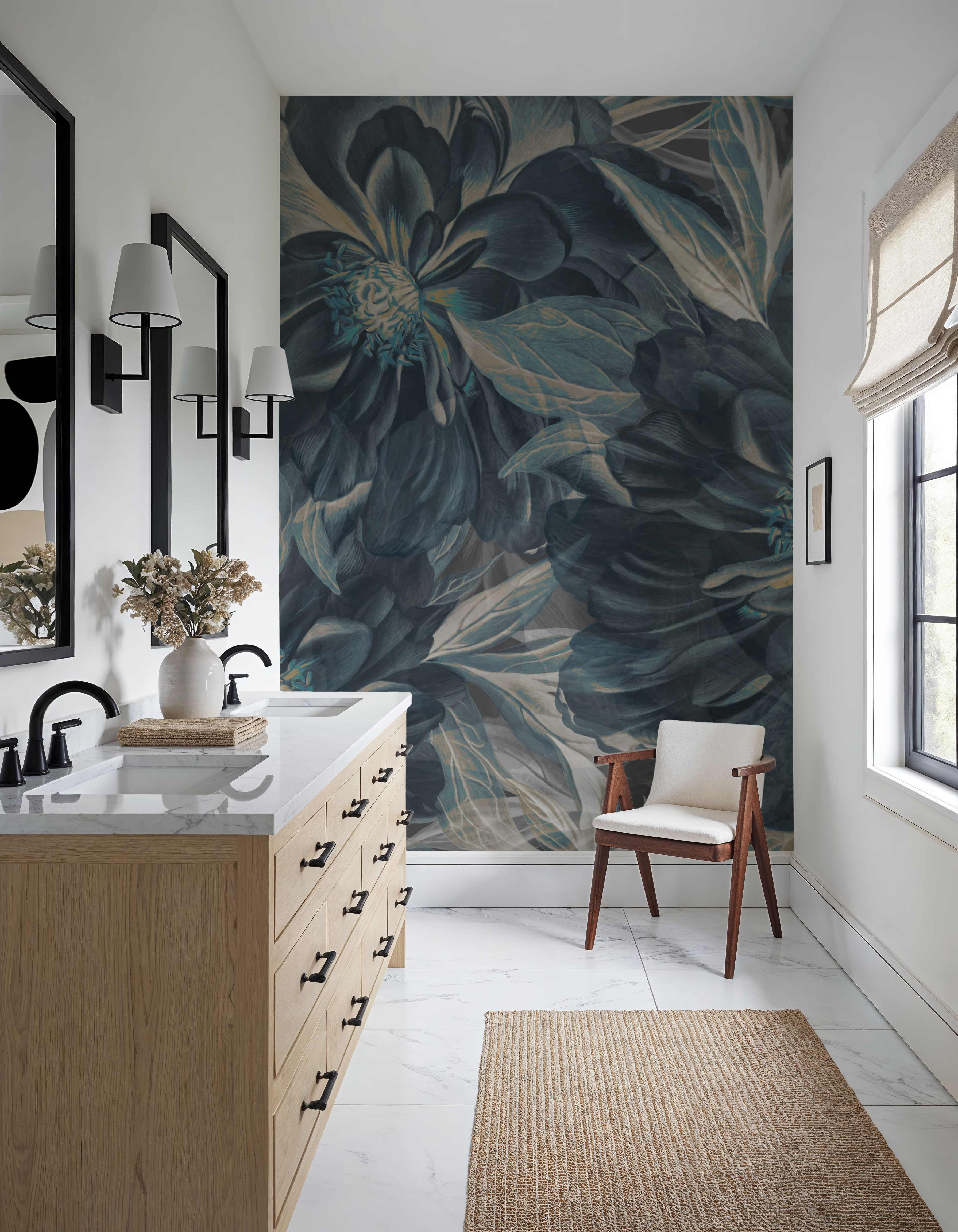 Peony Study - Midnight Teal