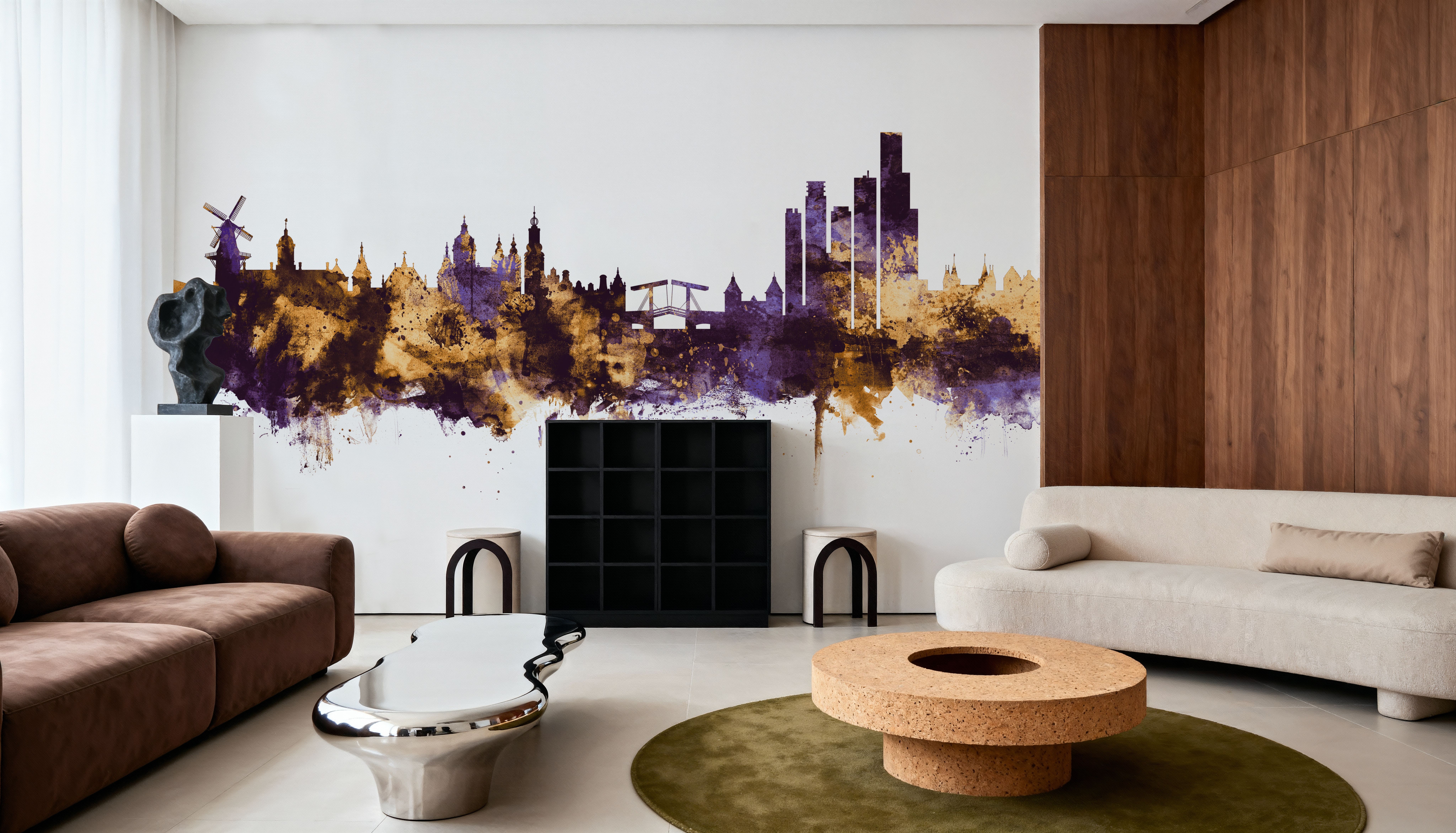 Amsterdam Skyline Purple & Gold