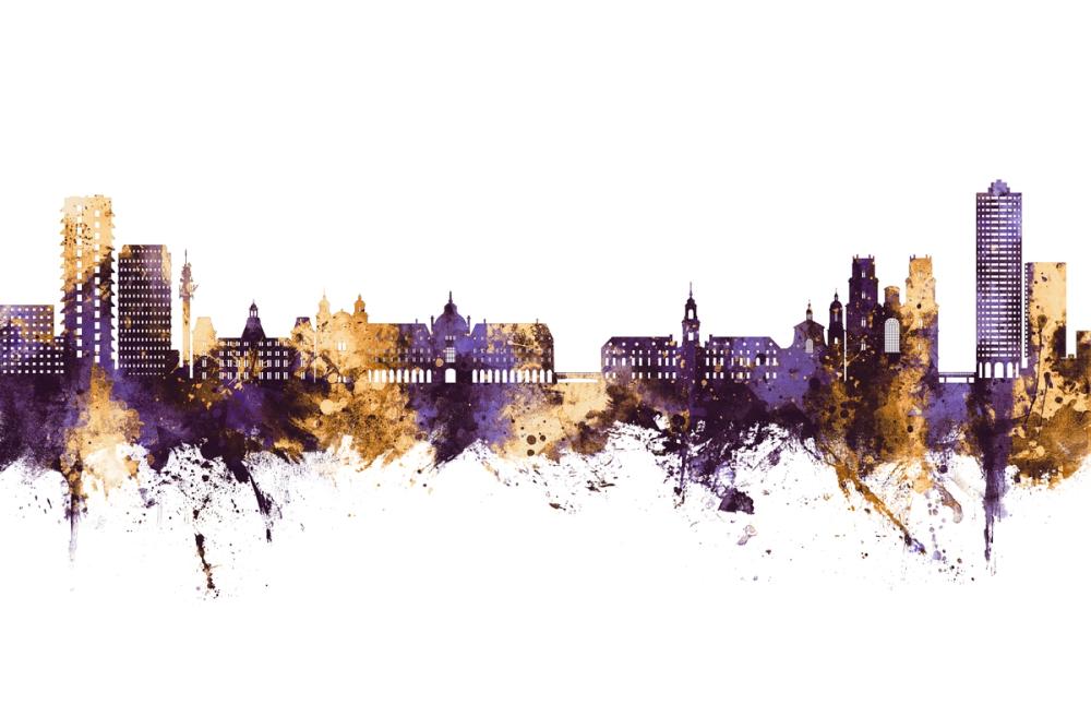 Rennes France Skyline Purple & Gold