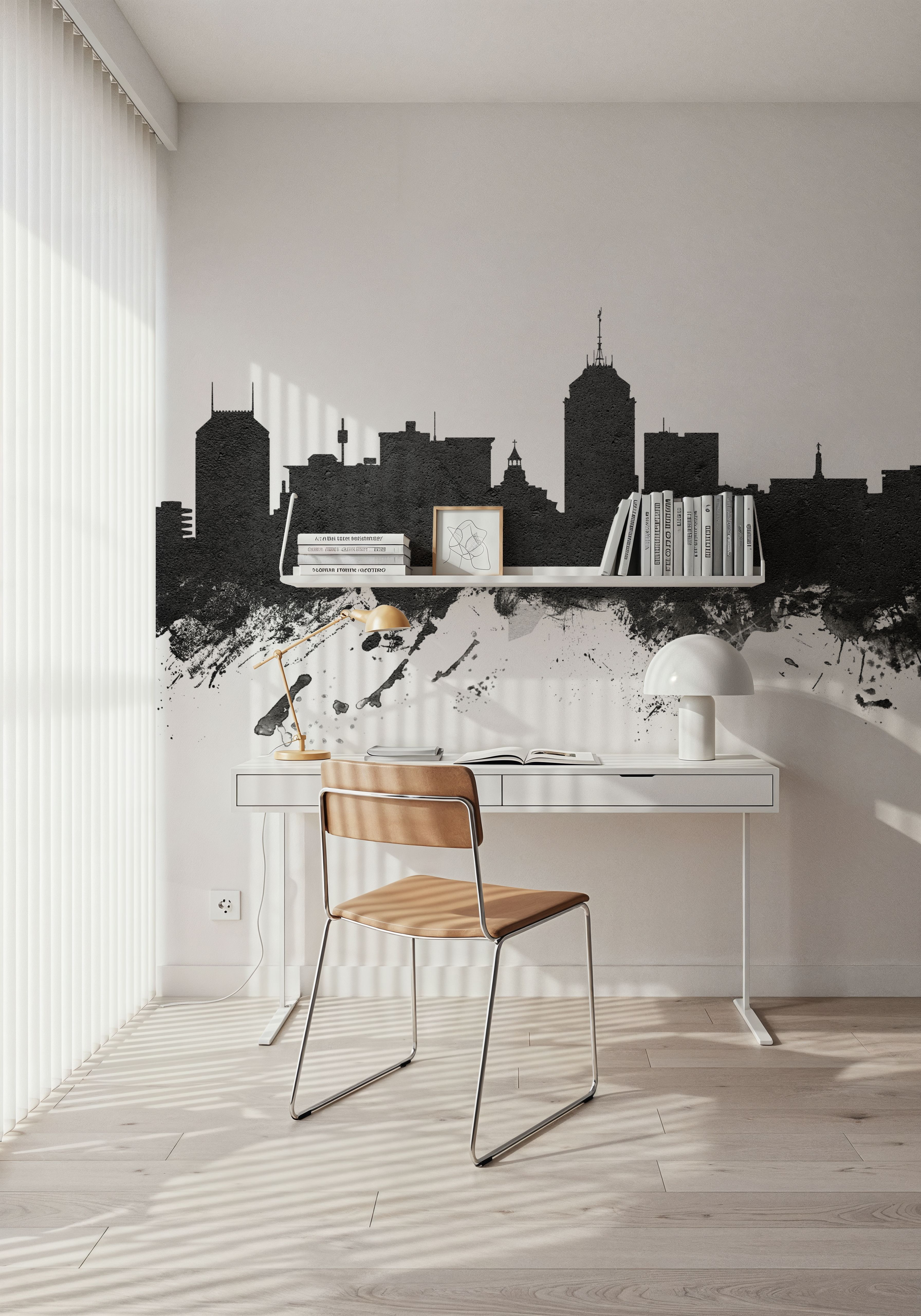 Fresno California Skyline Black & White