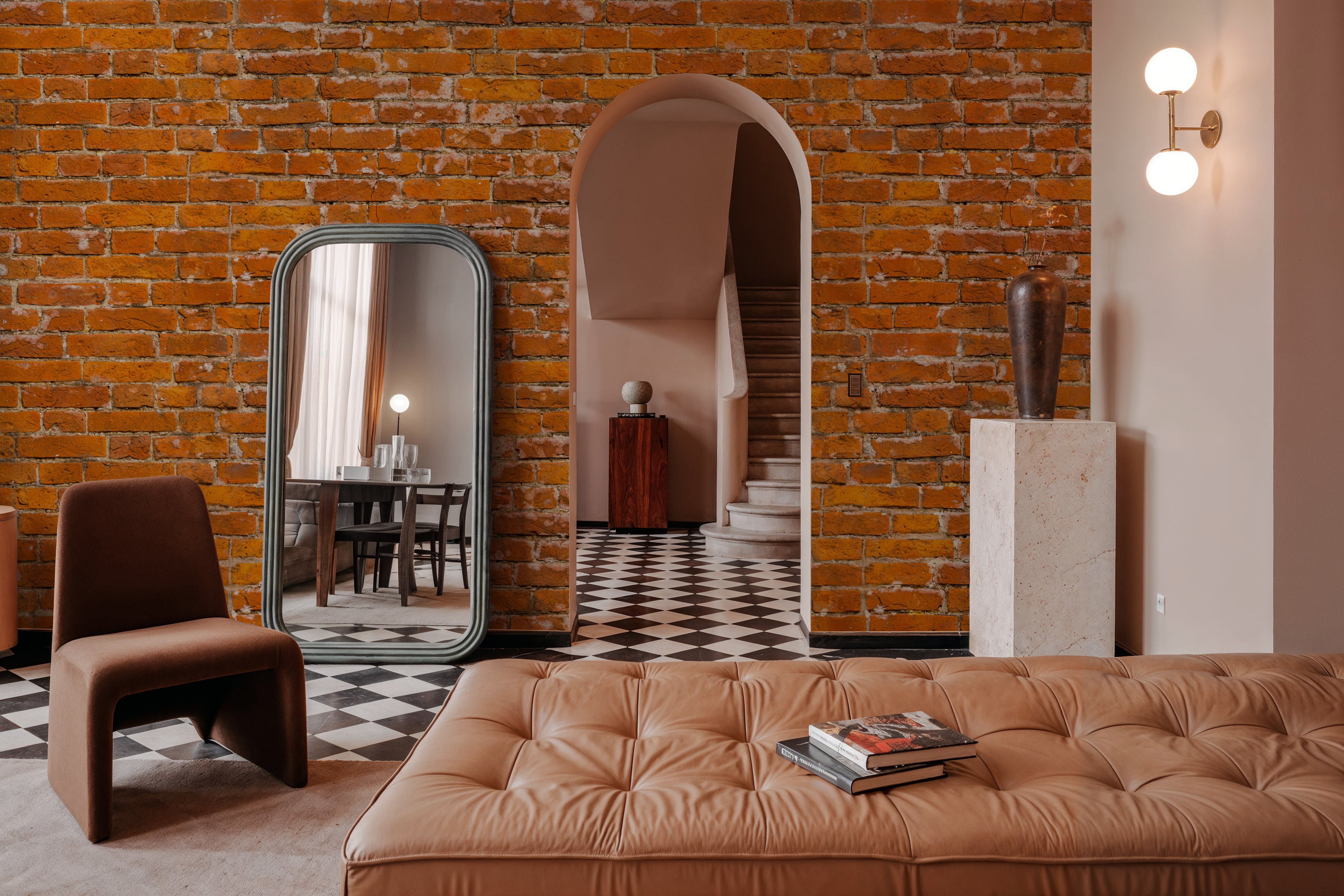 Weathered Red Brick Wall