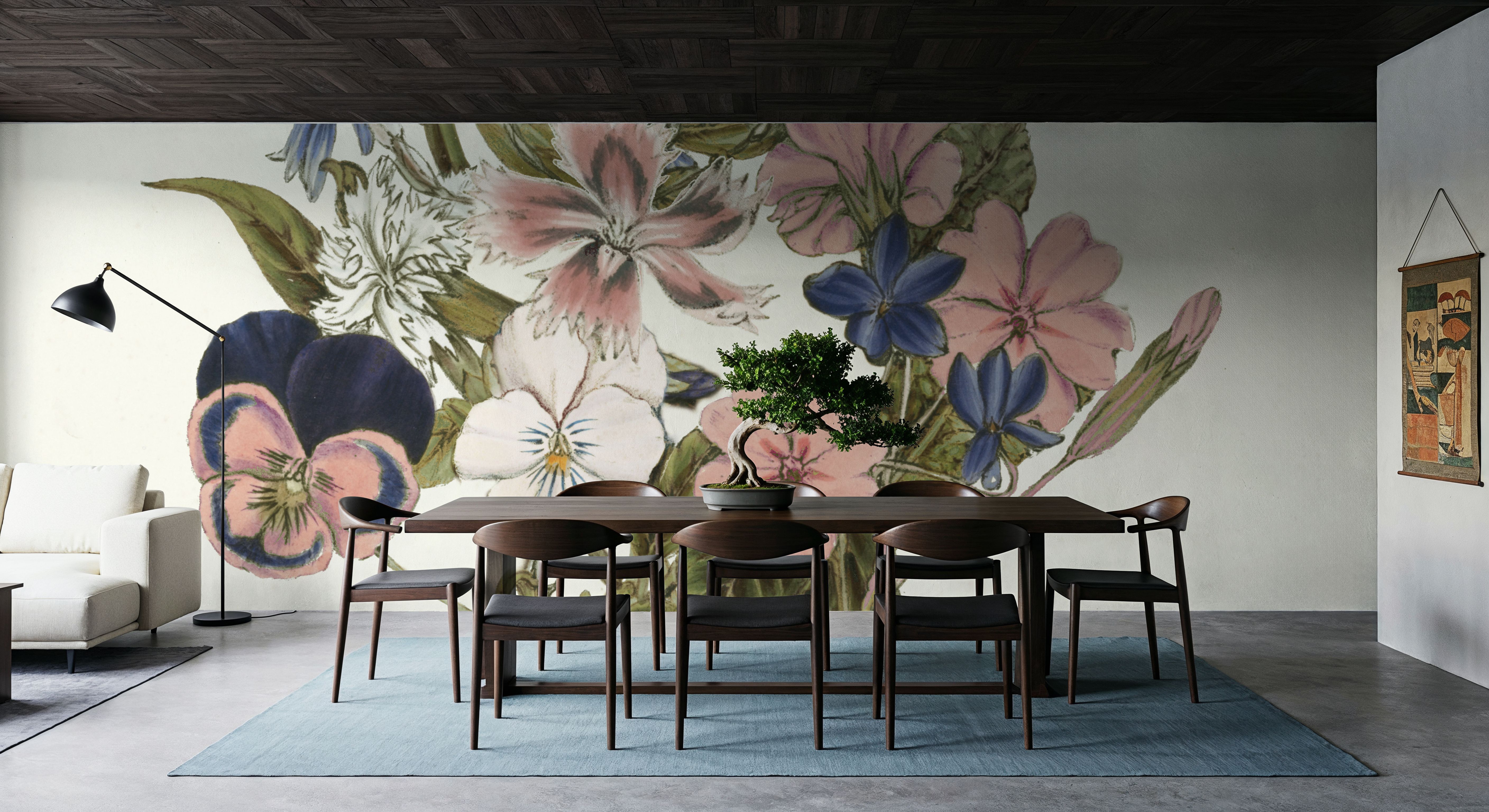 Pansy Party I Honeybloom, Papel pintado