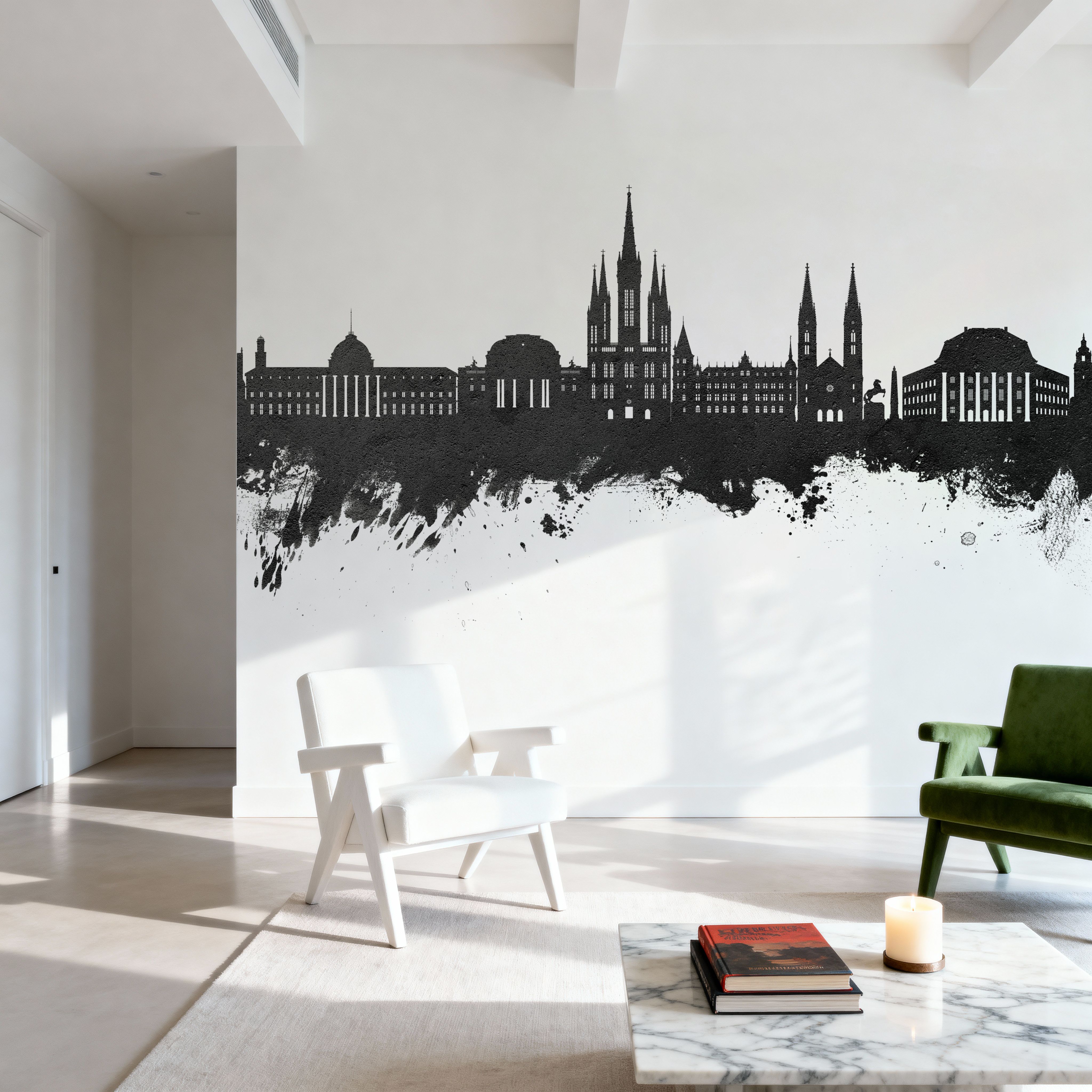 Weisbaden Germany Skyline Black & White