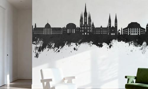 Weisbaden Germany Skyline Black & White