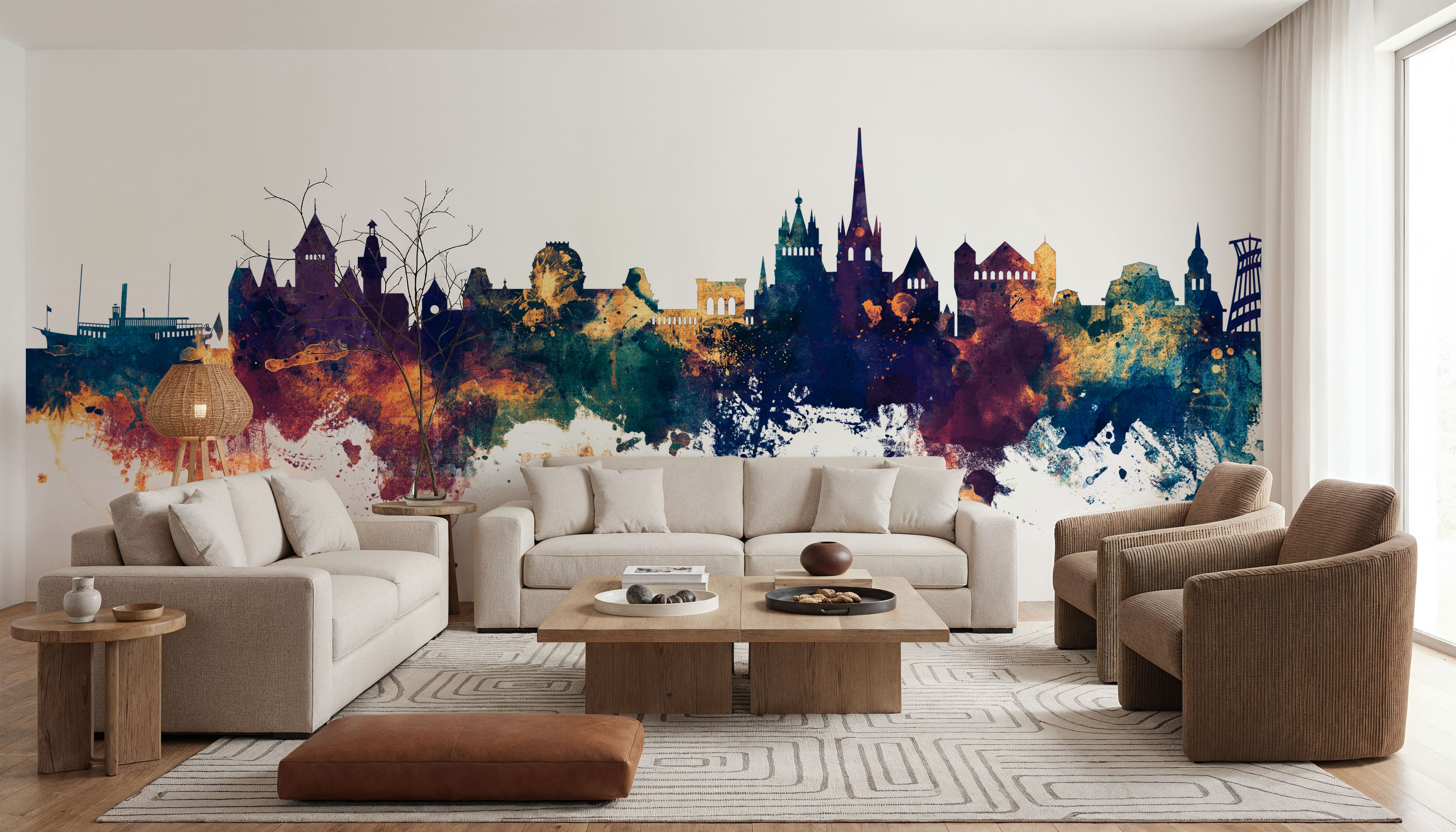 Lausanne Switzerland Skyline Blue & Bronze