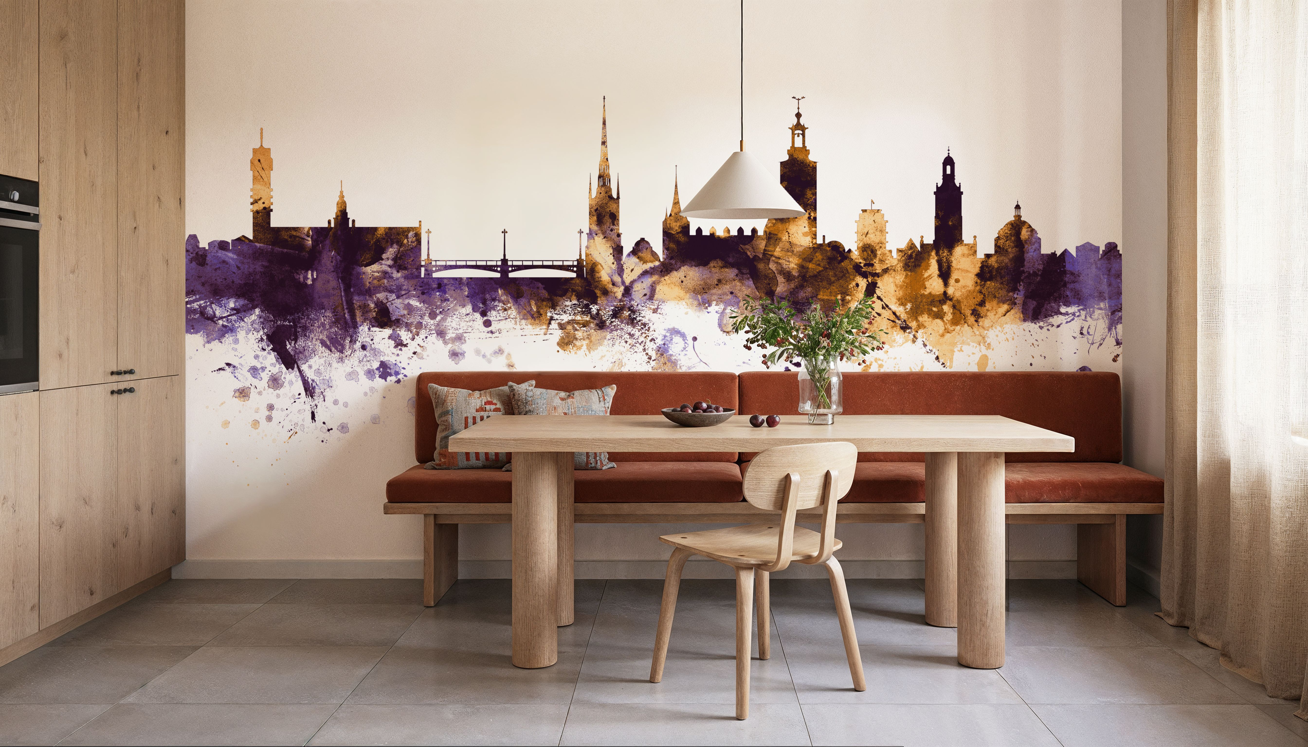 Stockholm Skyline Purple & Gold
