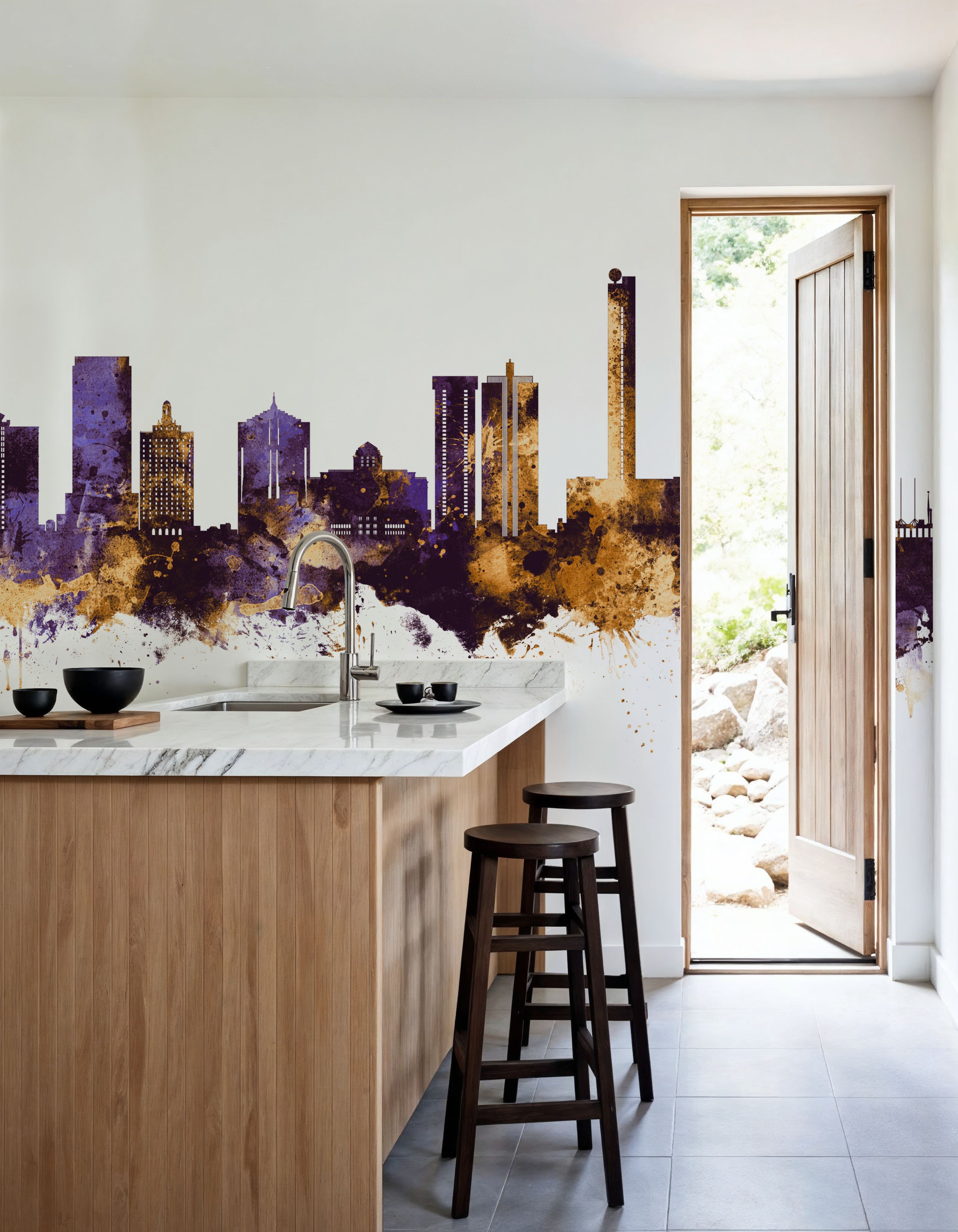 Atlantic City New Jersey Skyline Purple & Gold