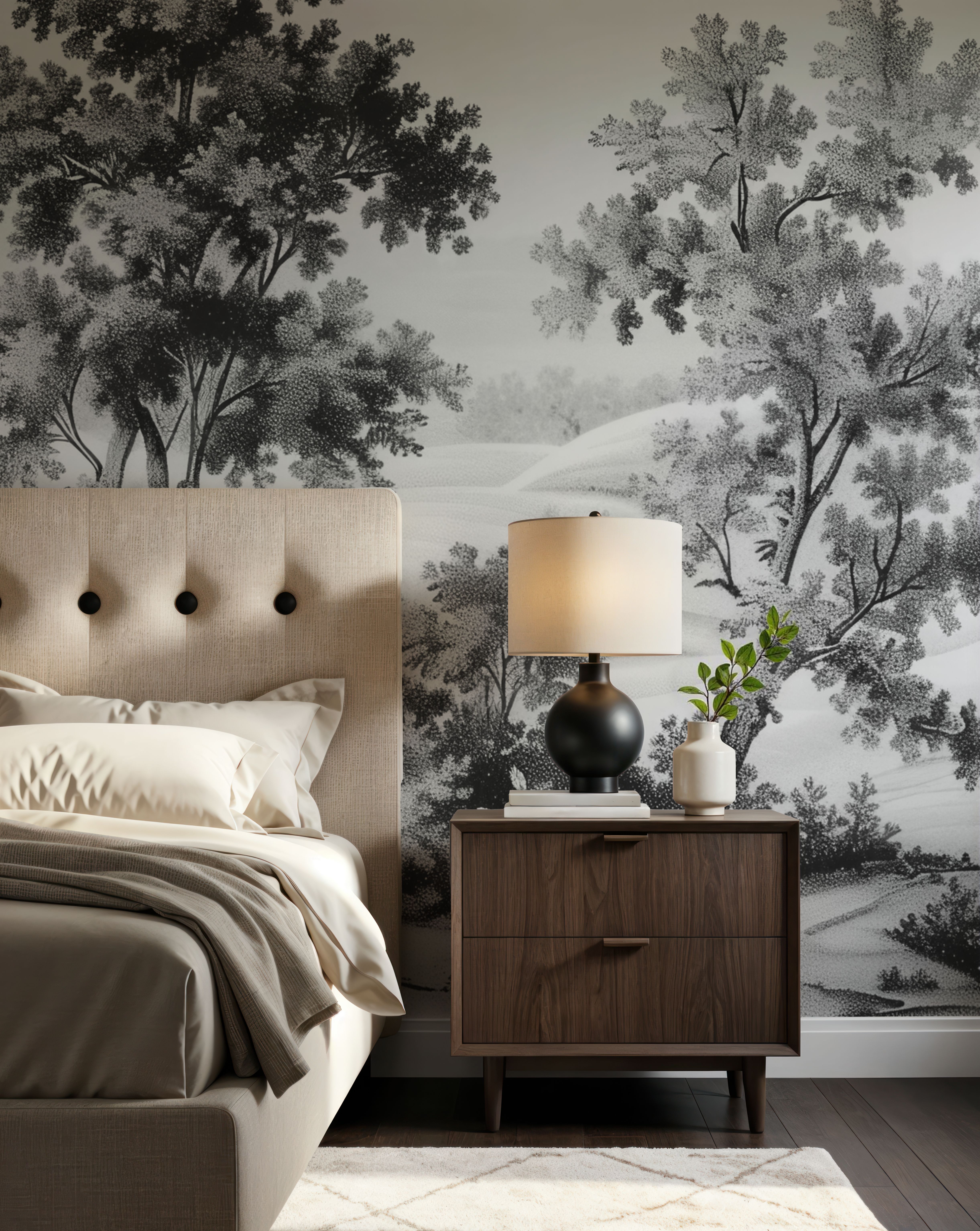 Pastoral Toile, Black & White