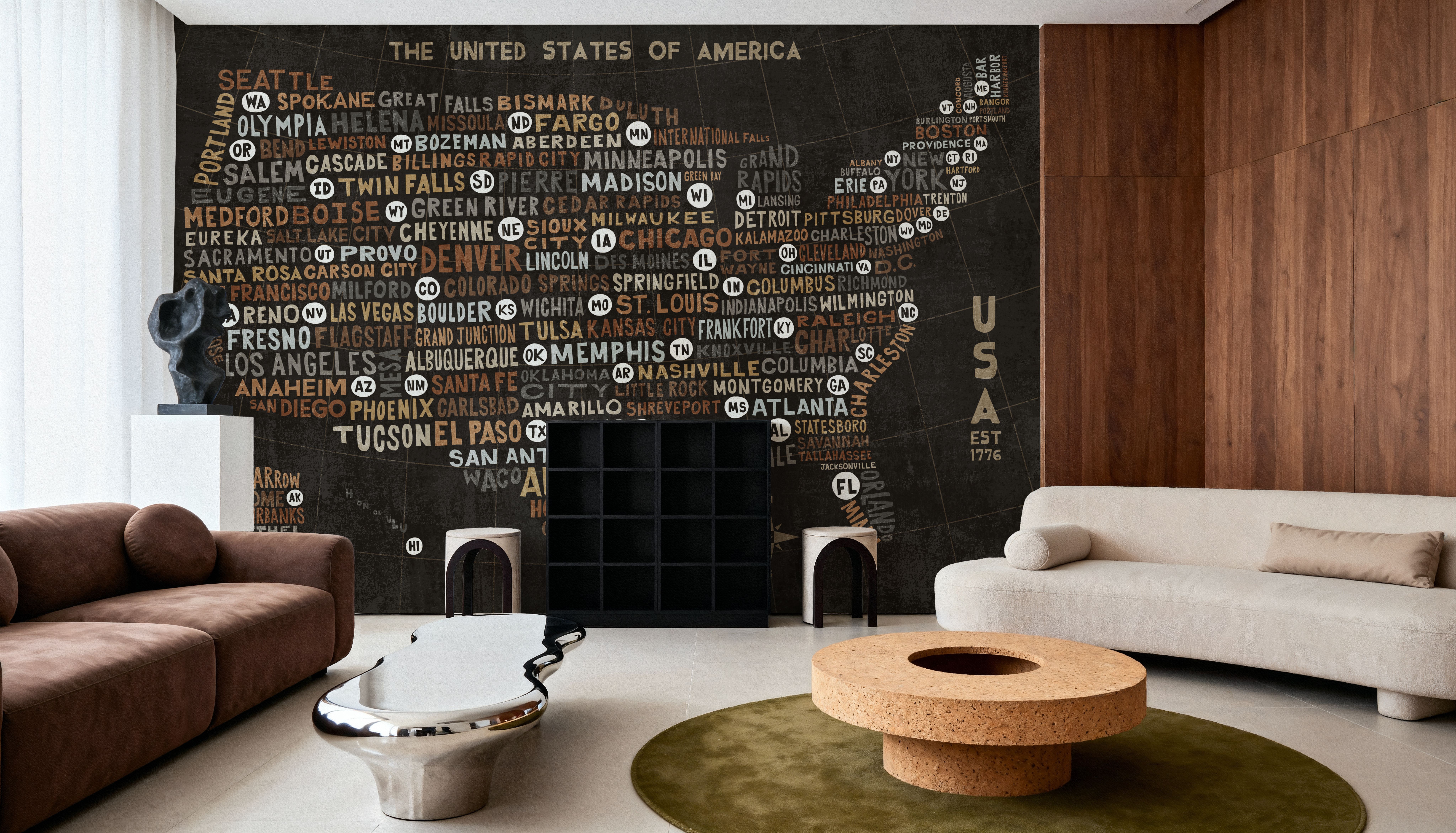 US City Map Black