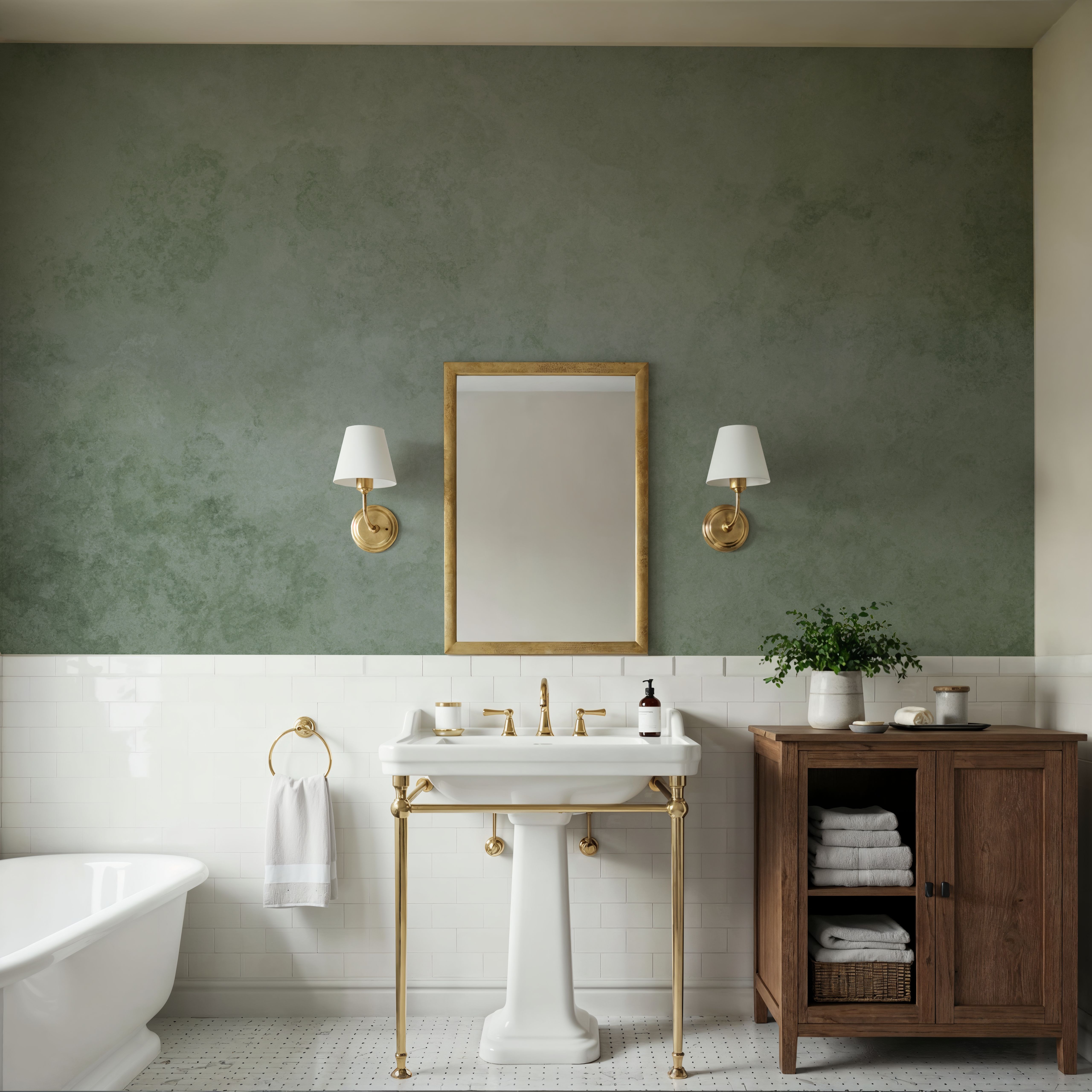 Subtle Plaster Wall, Light Green