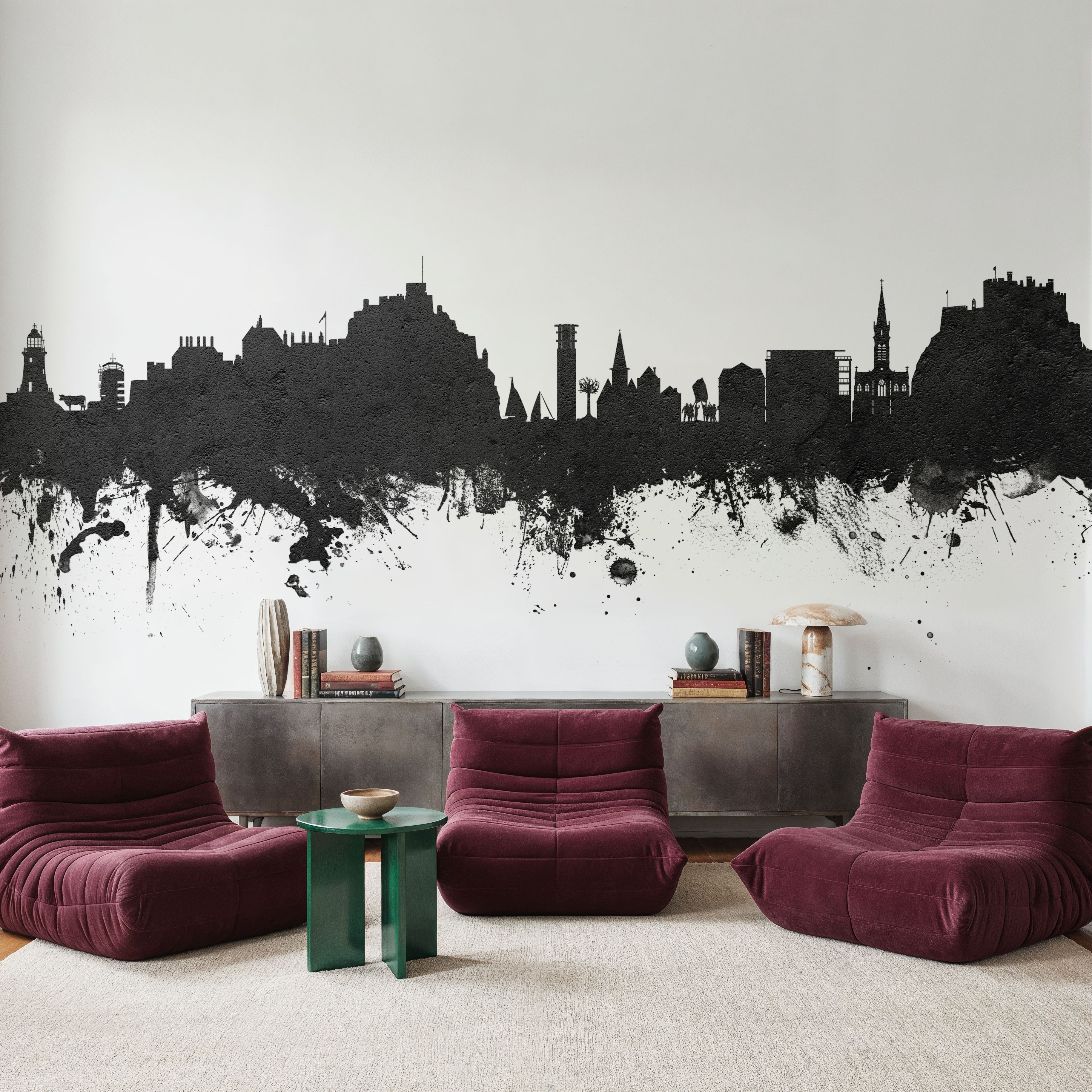 Jersey Channel Islands Skyline Black & White