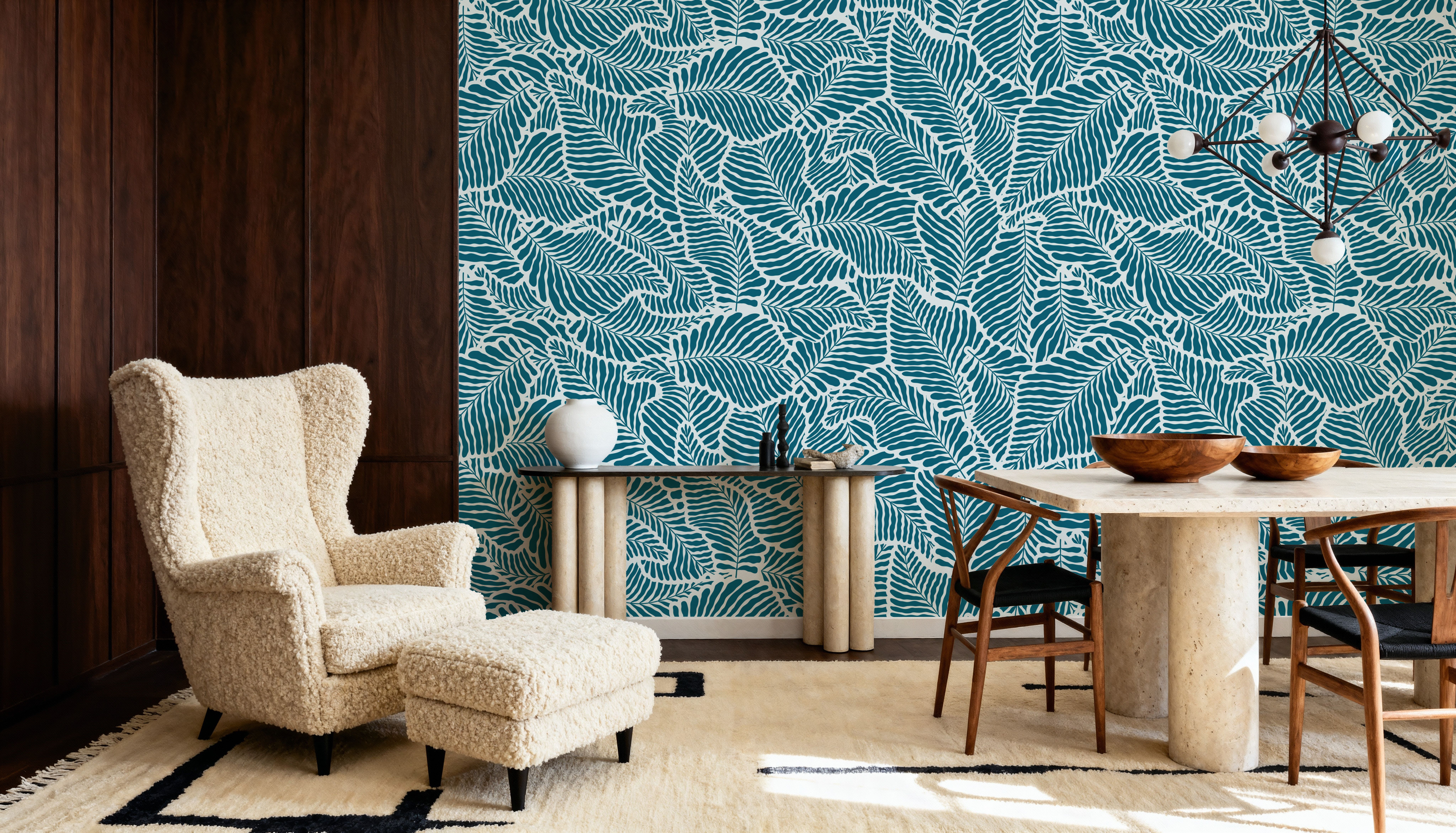 Fern Cut-Outs Pattern, Teal