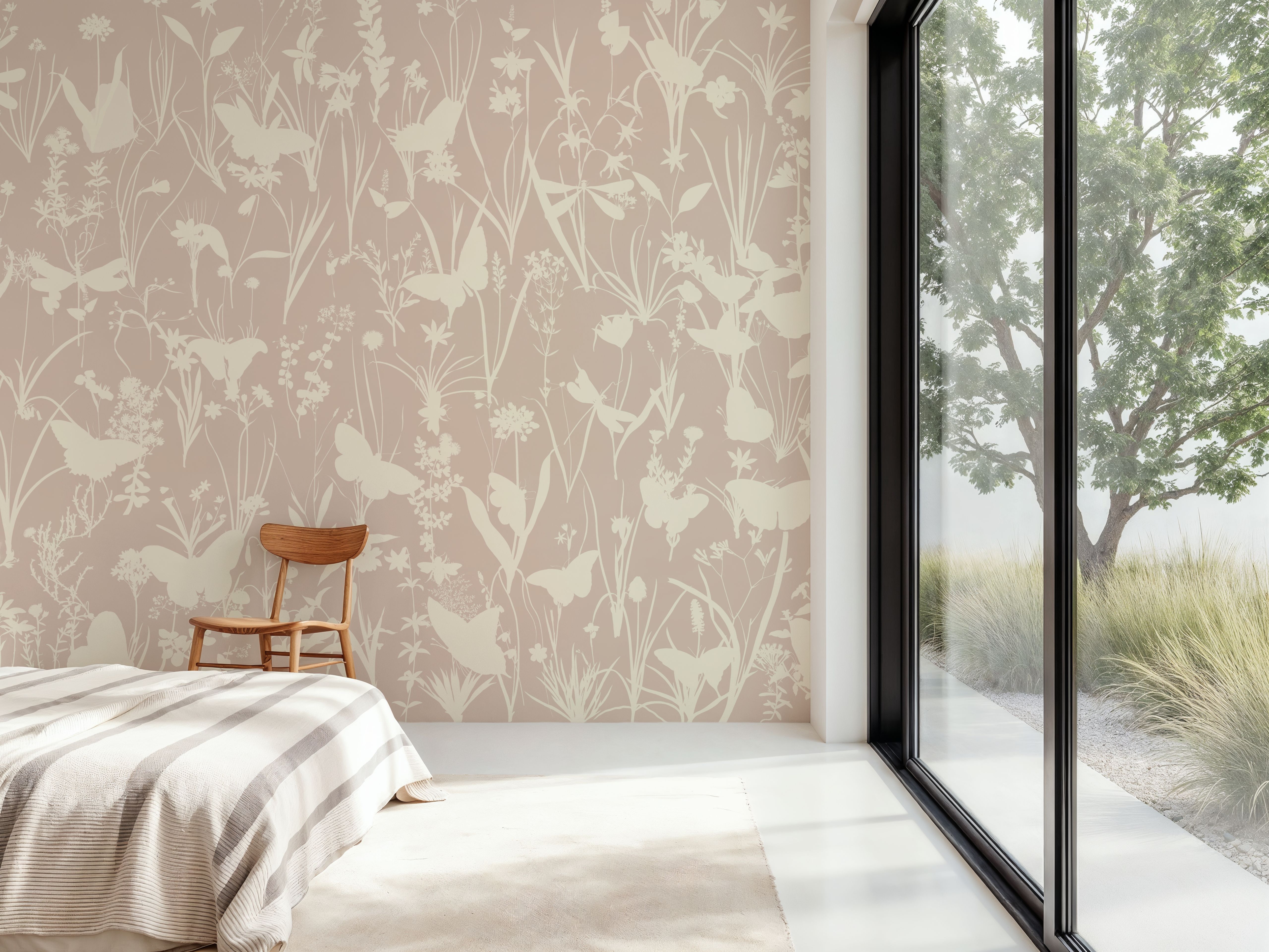 Herbals and Butterflies Double Silhouette Beige No Stain