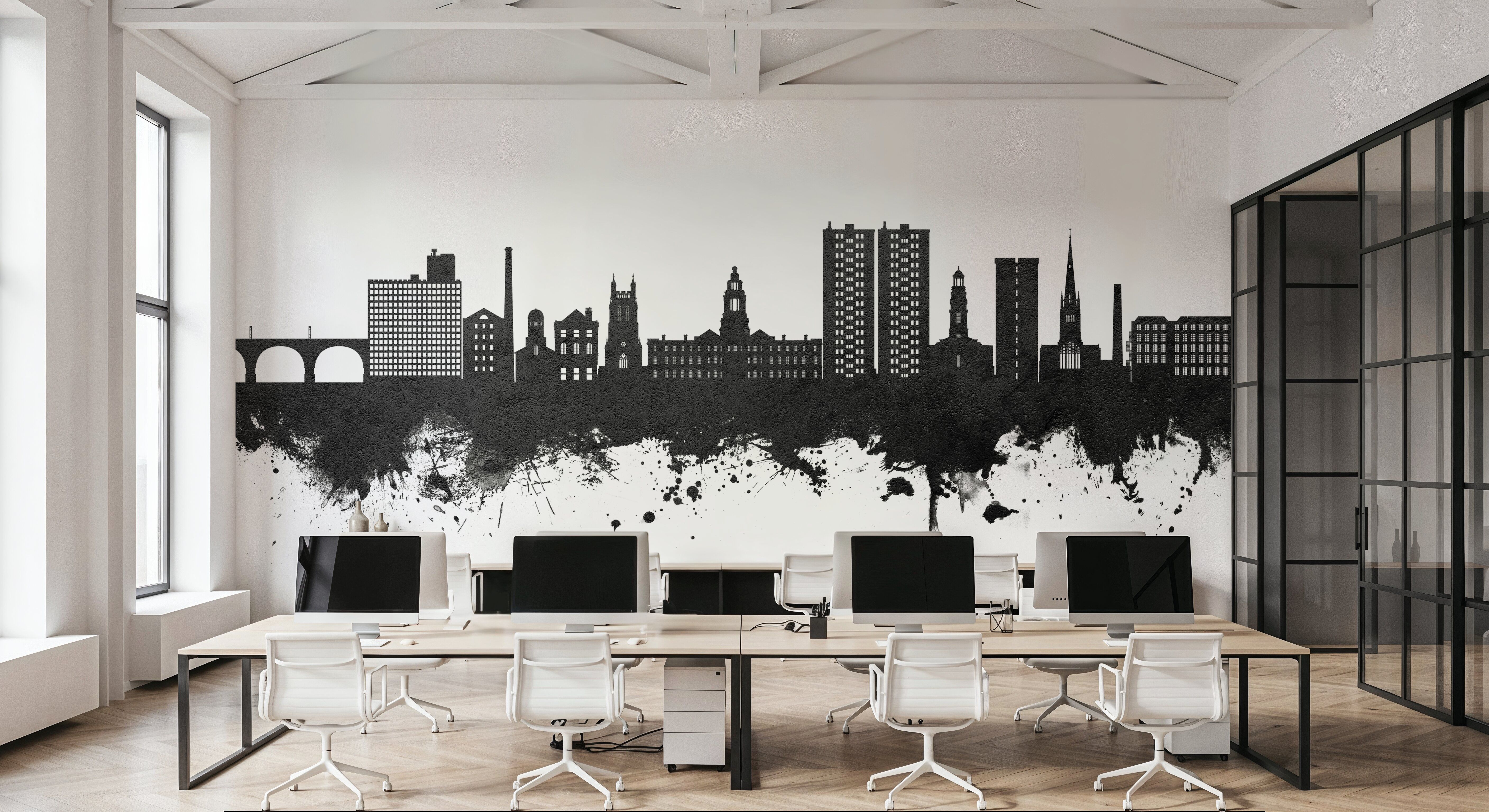 Stockport England Skyline Black & White