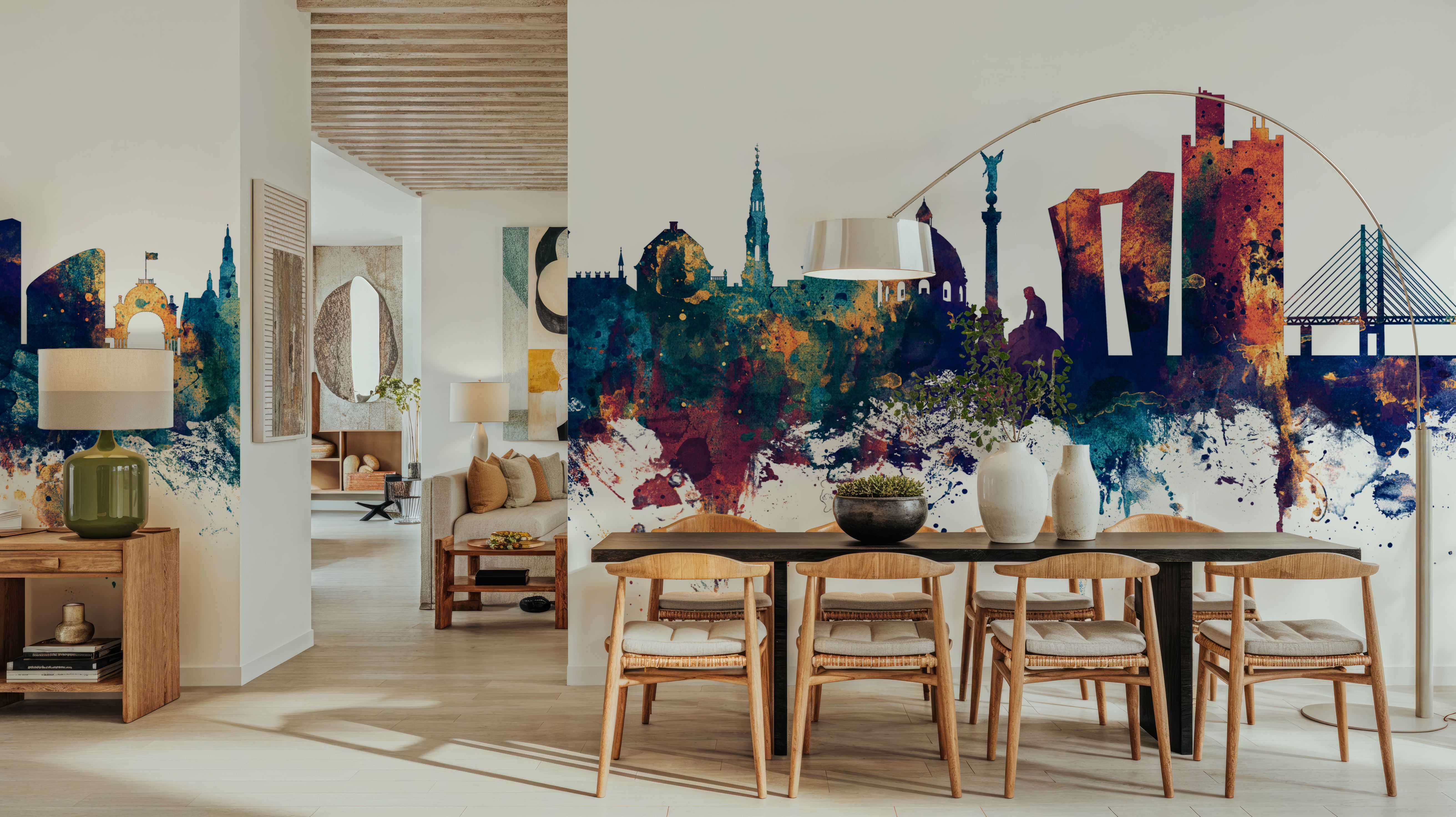 Copenhagen Skyline Blue & Bronze, Tapet