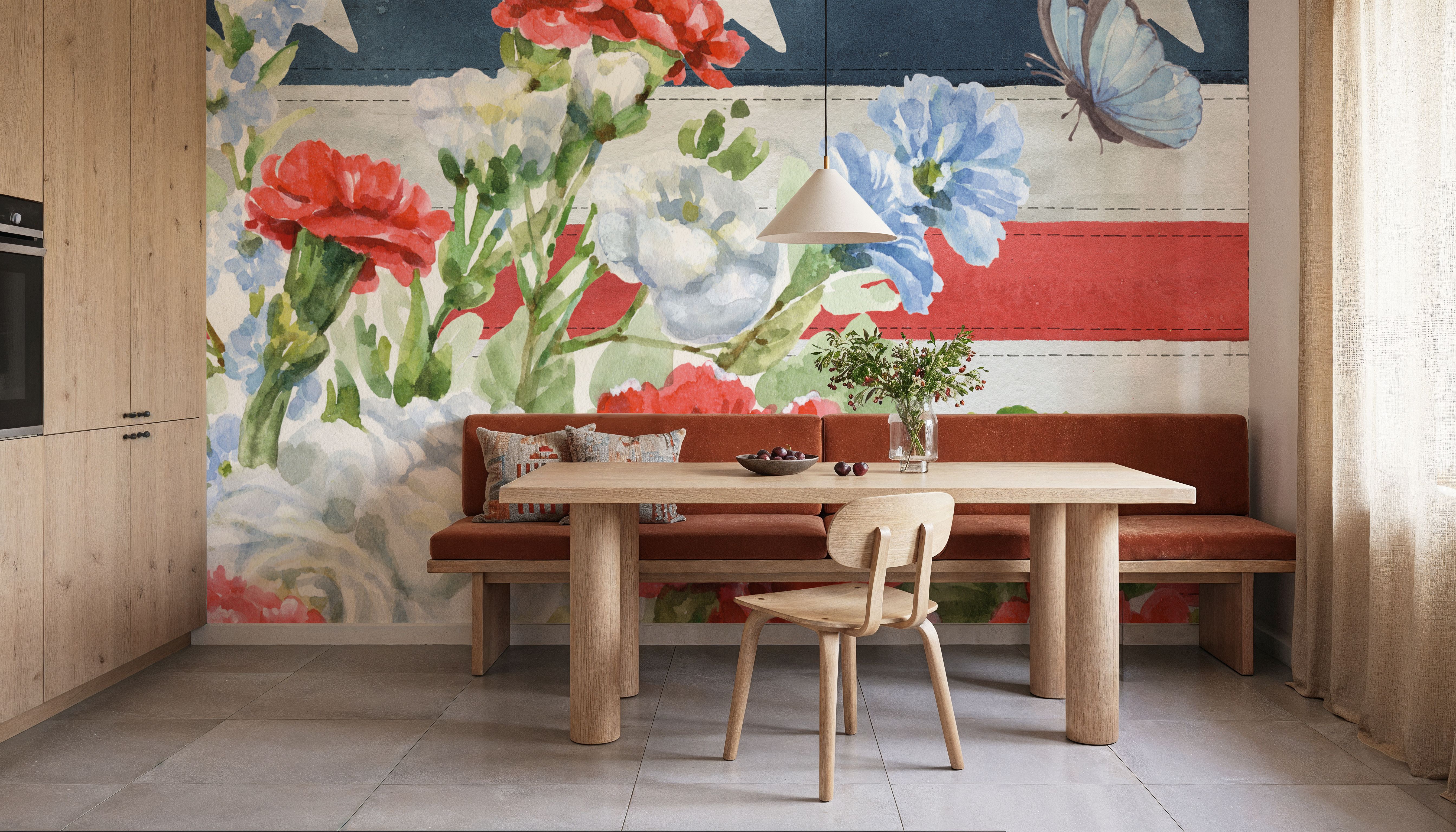 Red White and Blue Floral VI