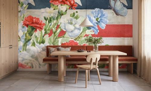 Red White and Blue Floral VI