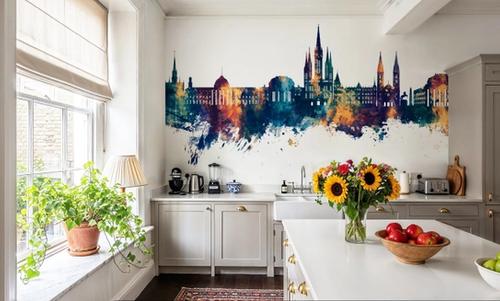Weisbaden Germany Skyline Blue & Bronze