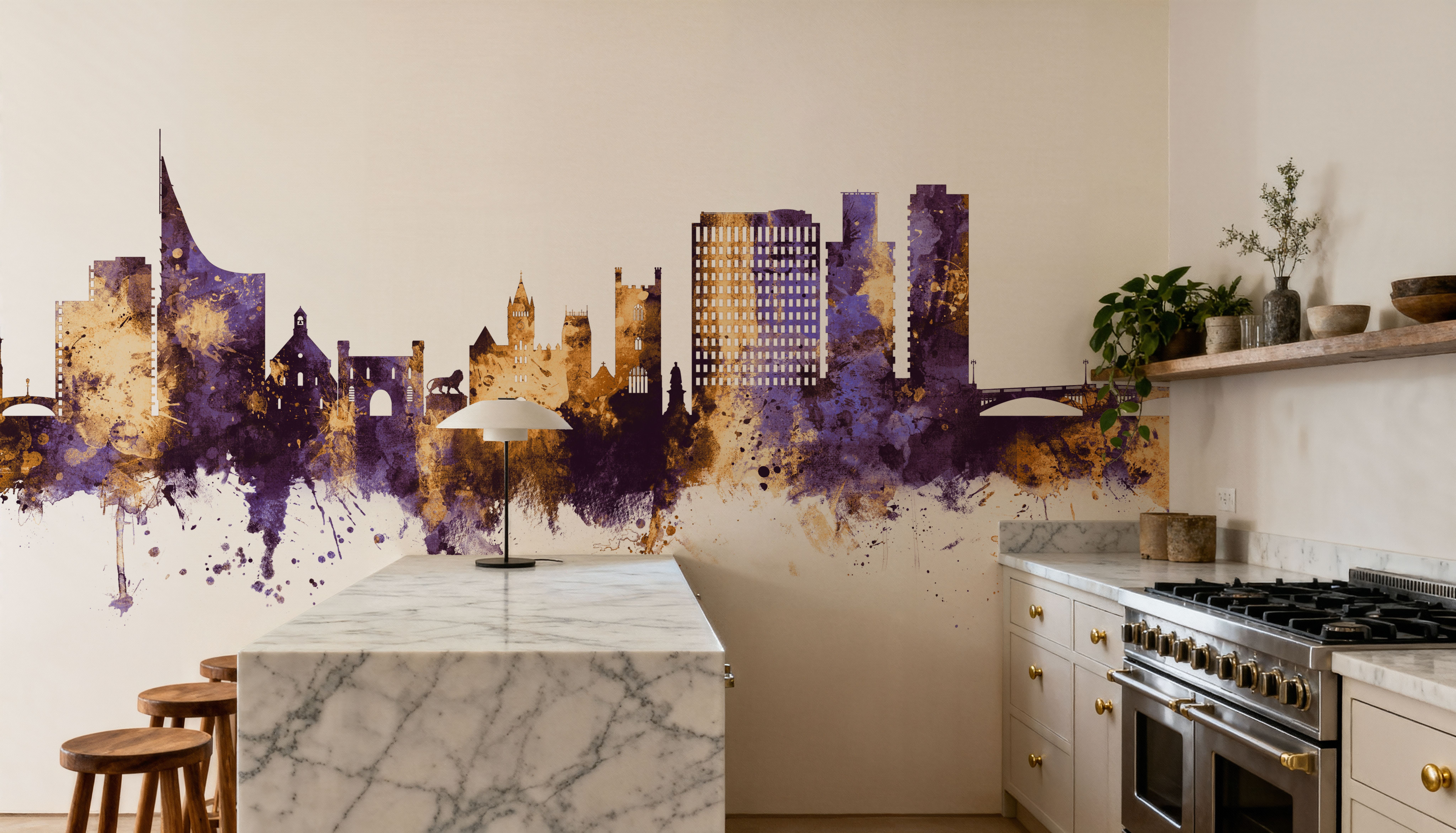 Reading England Skyline Purple & Gold