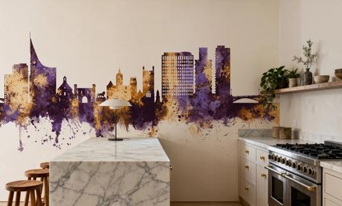 Reading England Skyline Purple & Gold