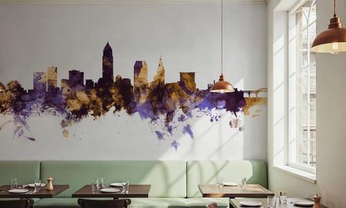 Cleveland Ohio Skyline Purple & Gold