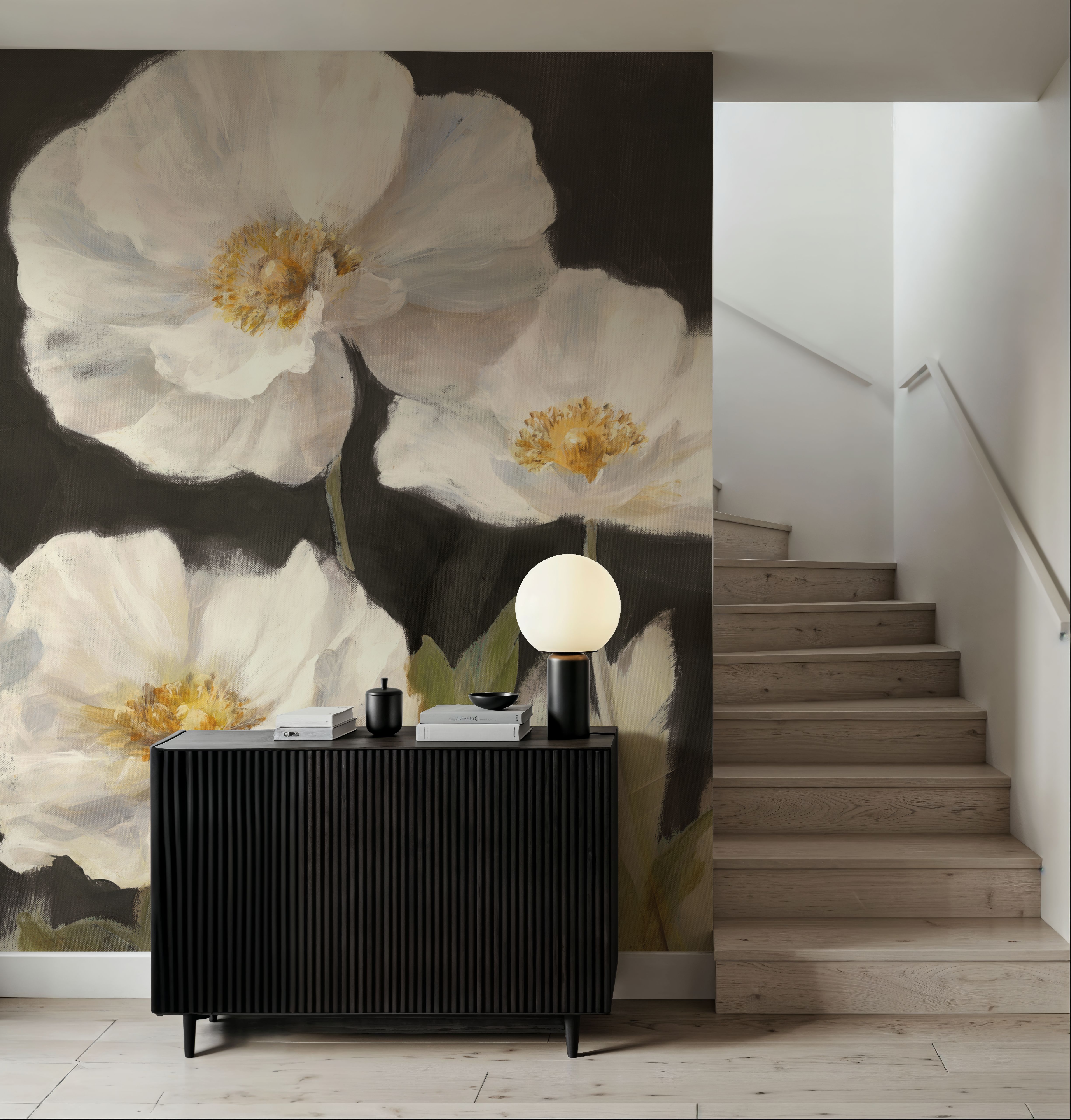 White Anemones on Black