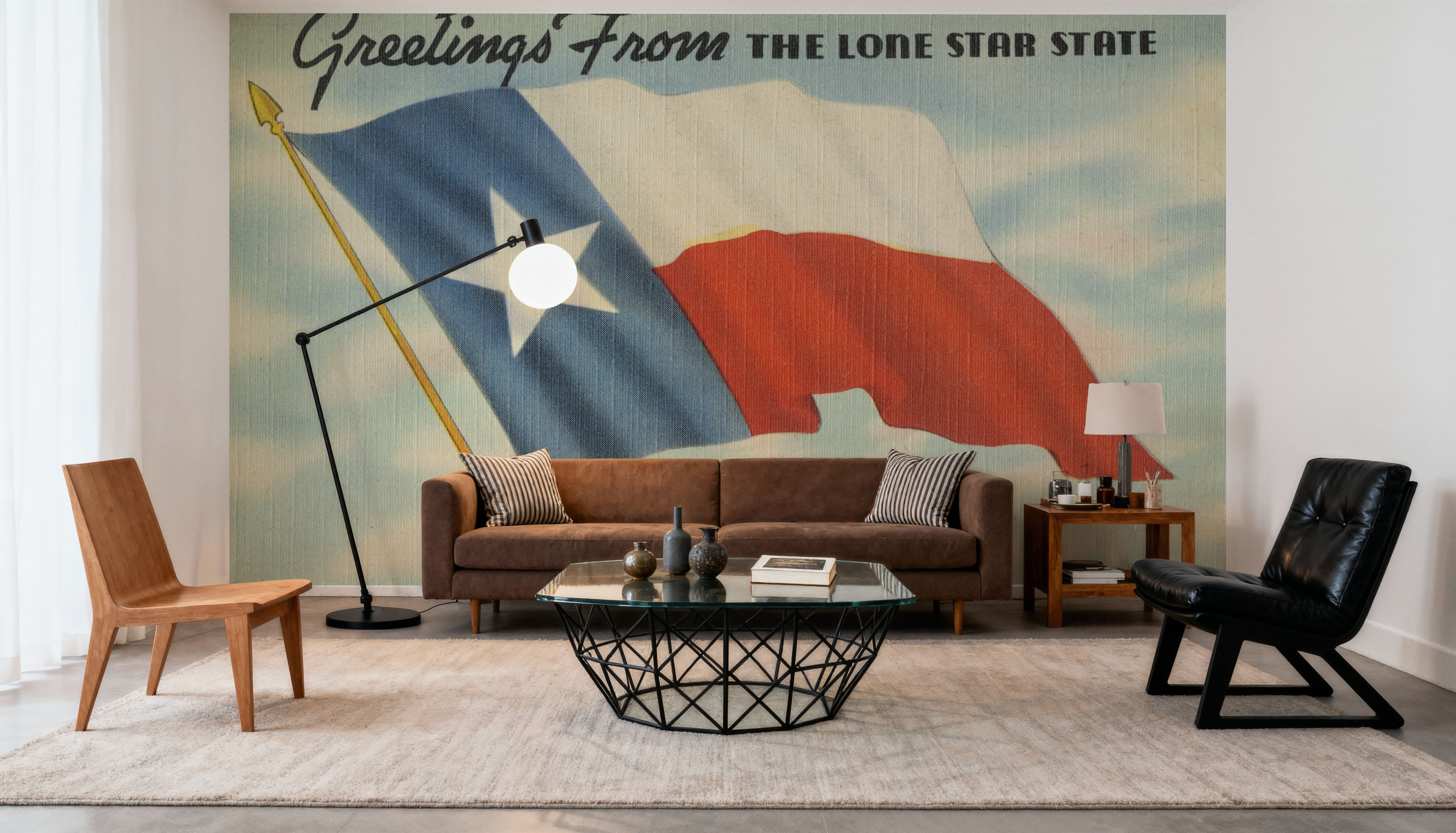 Greetings from the Lone Star State - Screenprint Postcard, Wallpaper