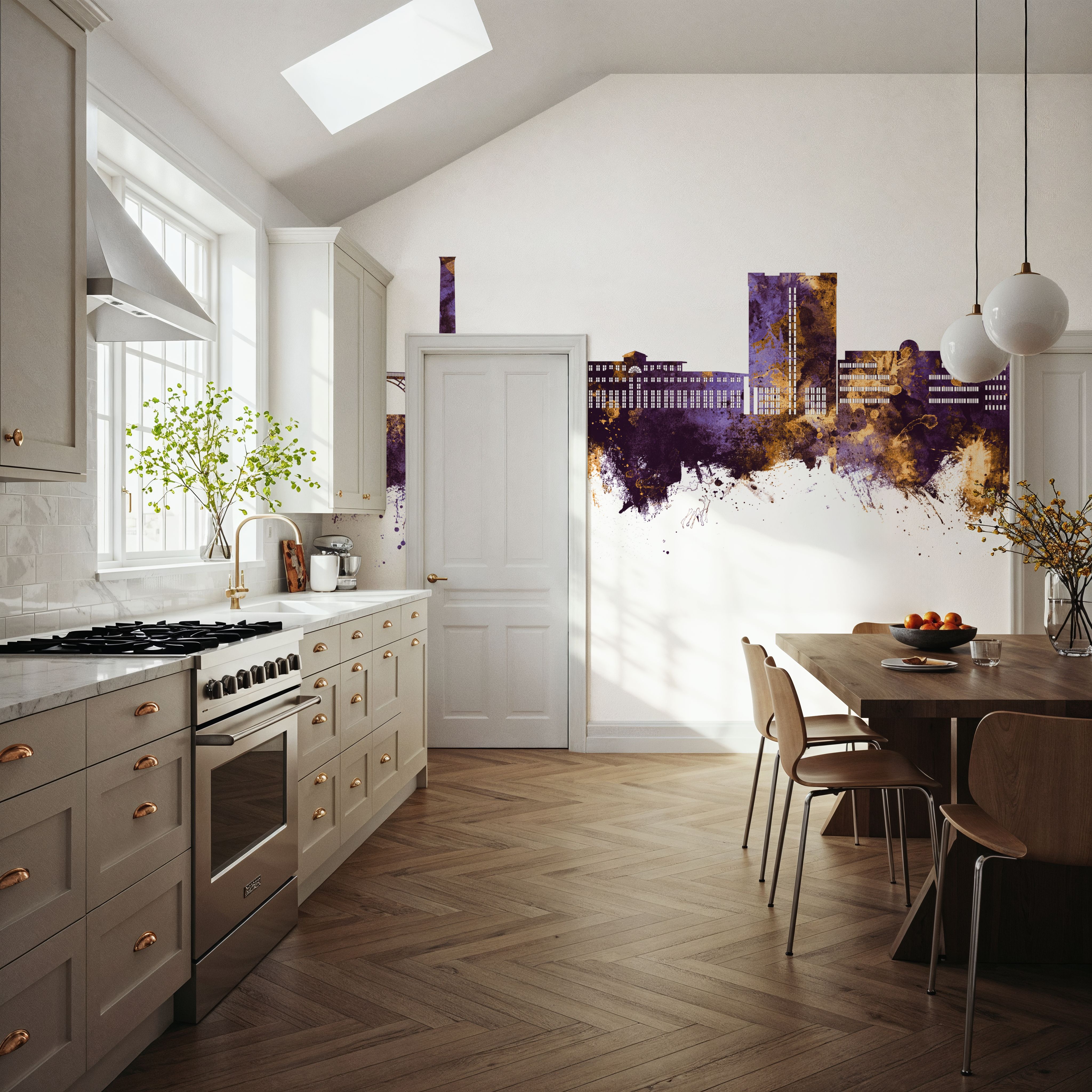 Telford England Skyline Purple & Gold