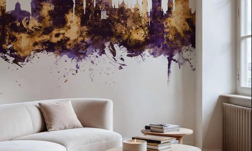 Oxford England Skyline Purple & Gold