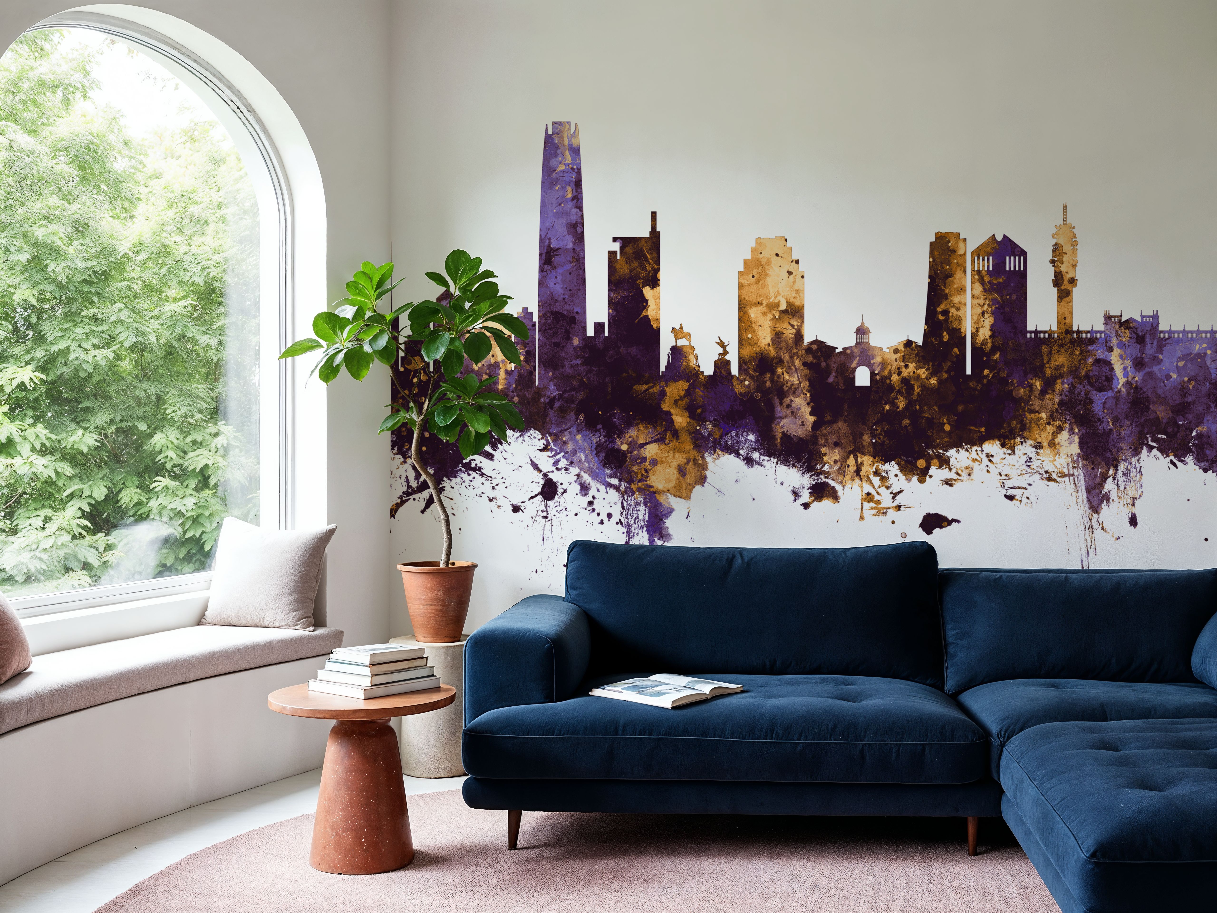 Santiago de Chile Skyline Purple & Gold