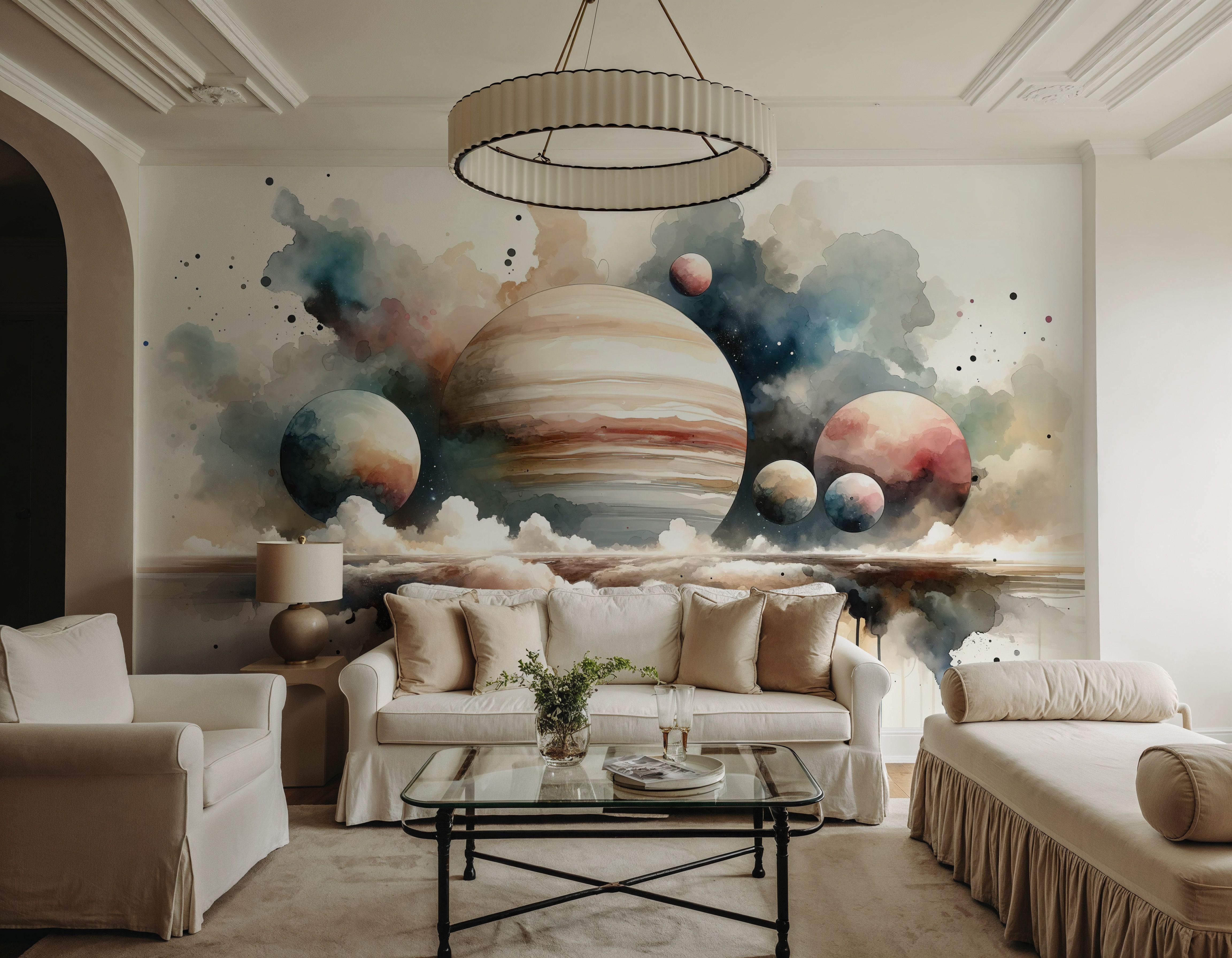 Surreal Planetary Landscape in Watercolor