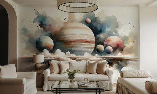 Surreal Planetary Landscape in Watercolor