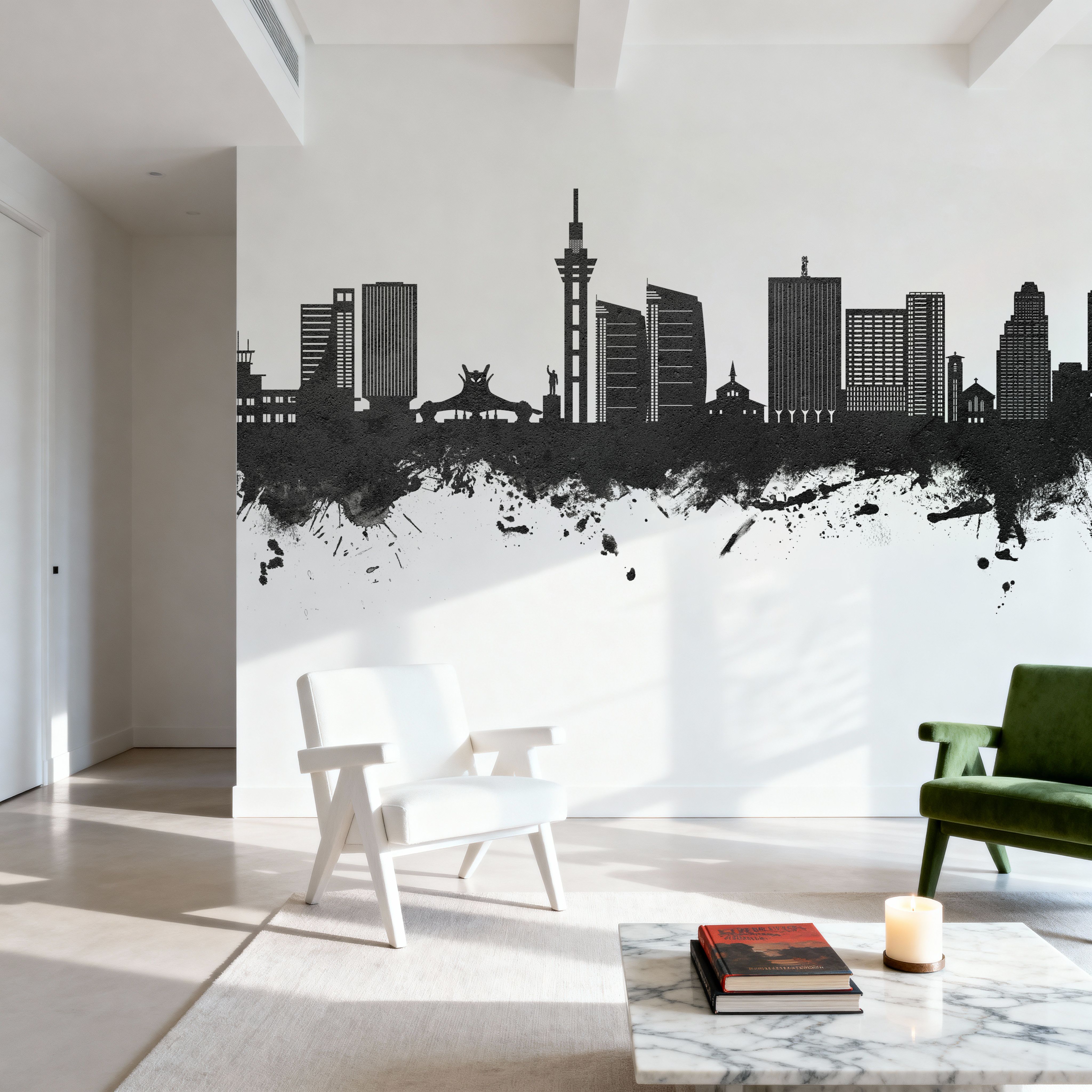 Kinshasa Skyline Black & White