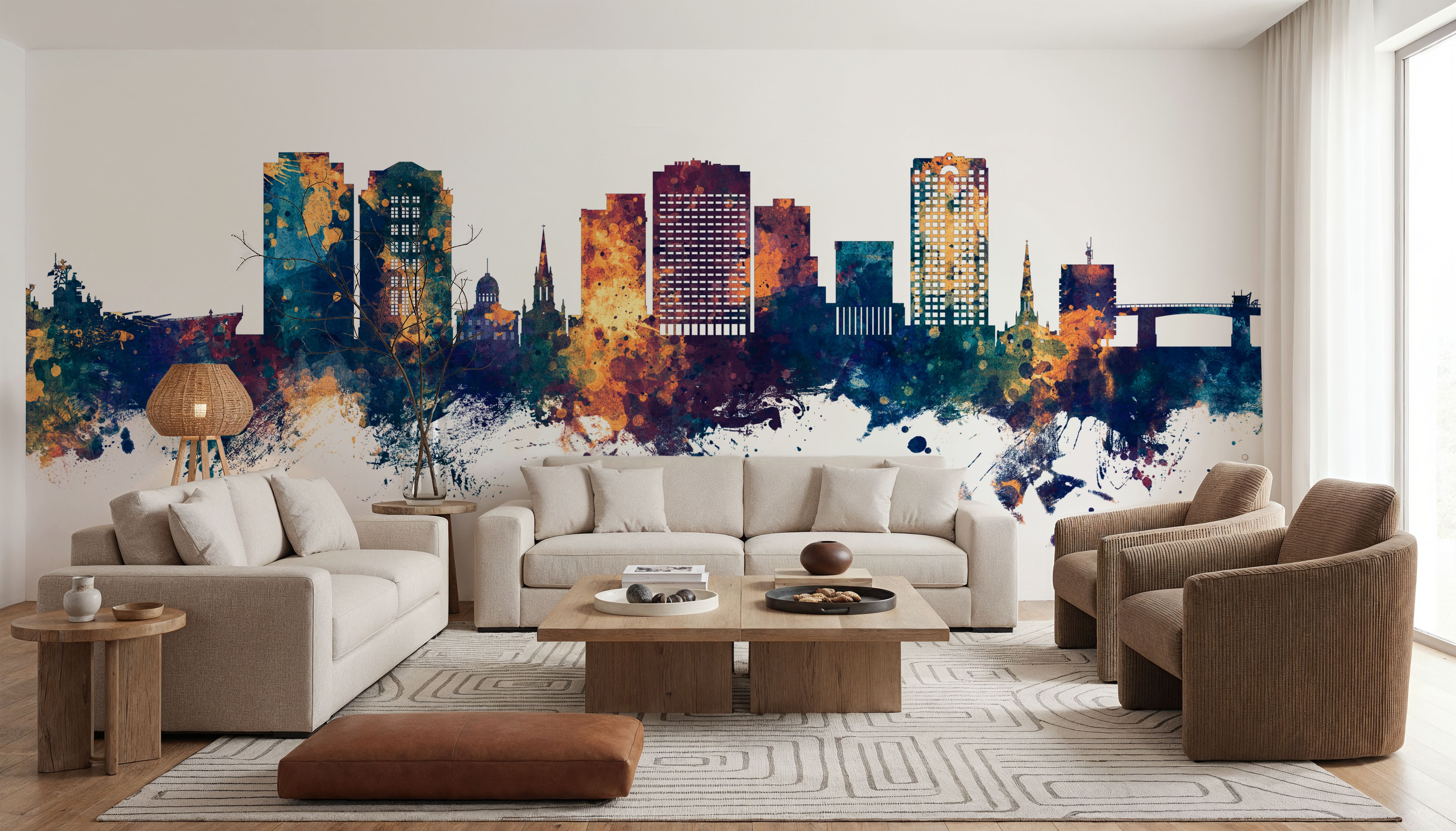 Norfolk Virginia Skyline Blue & Bronze