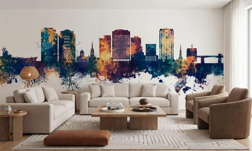 Norfolk Virginia Skyline Blue & Bronze