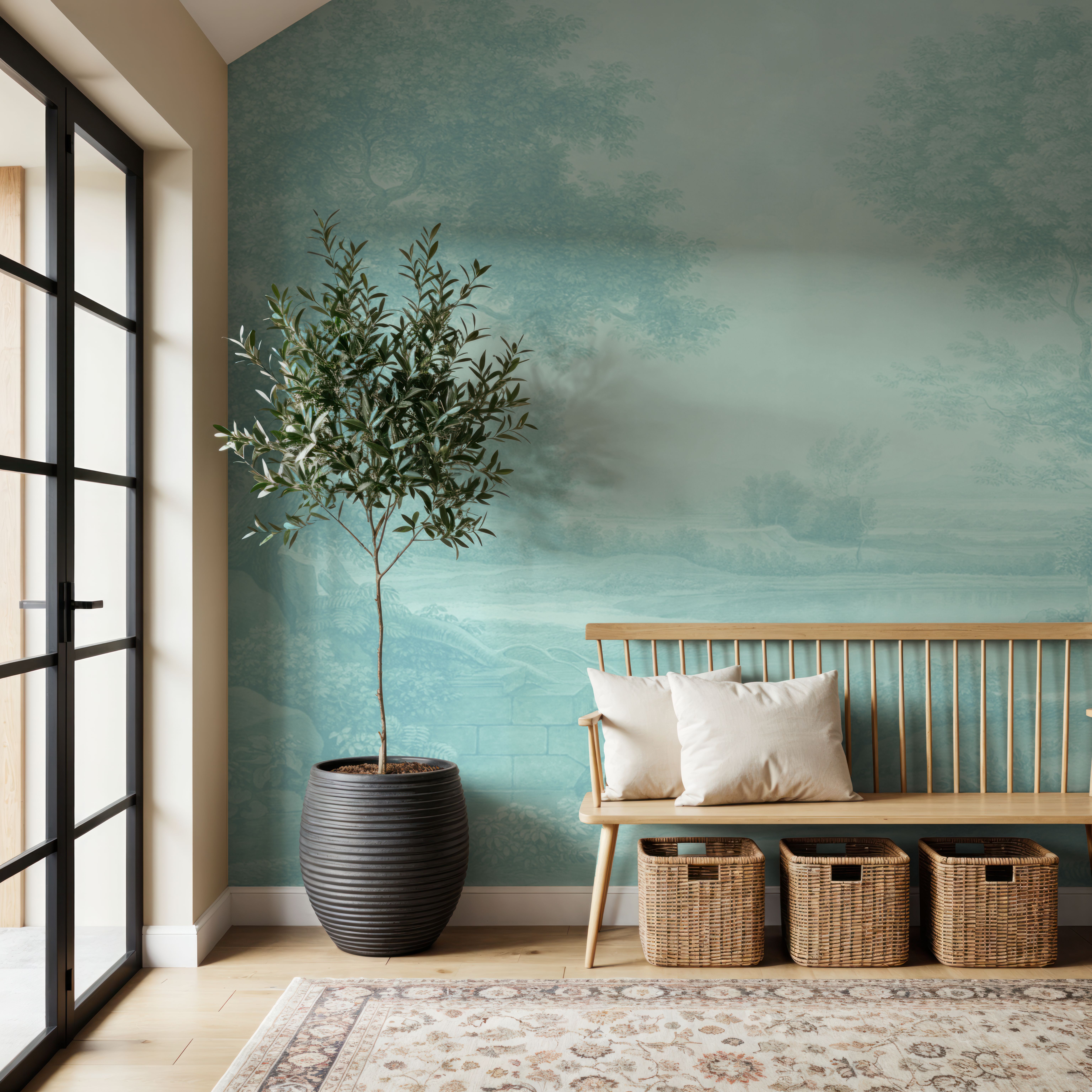 Riverbank Oak Landscape, Seafoam