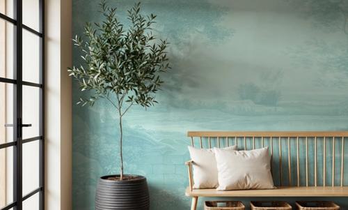 Riverbank Oak Landscape, Seafoam