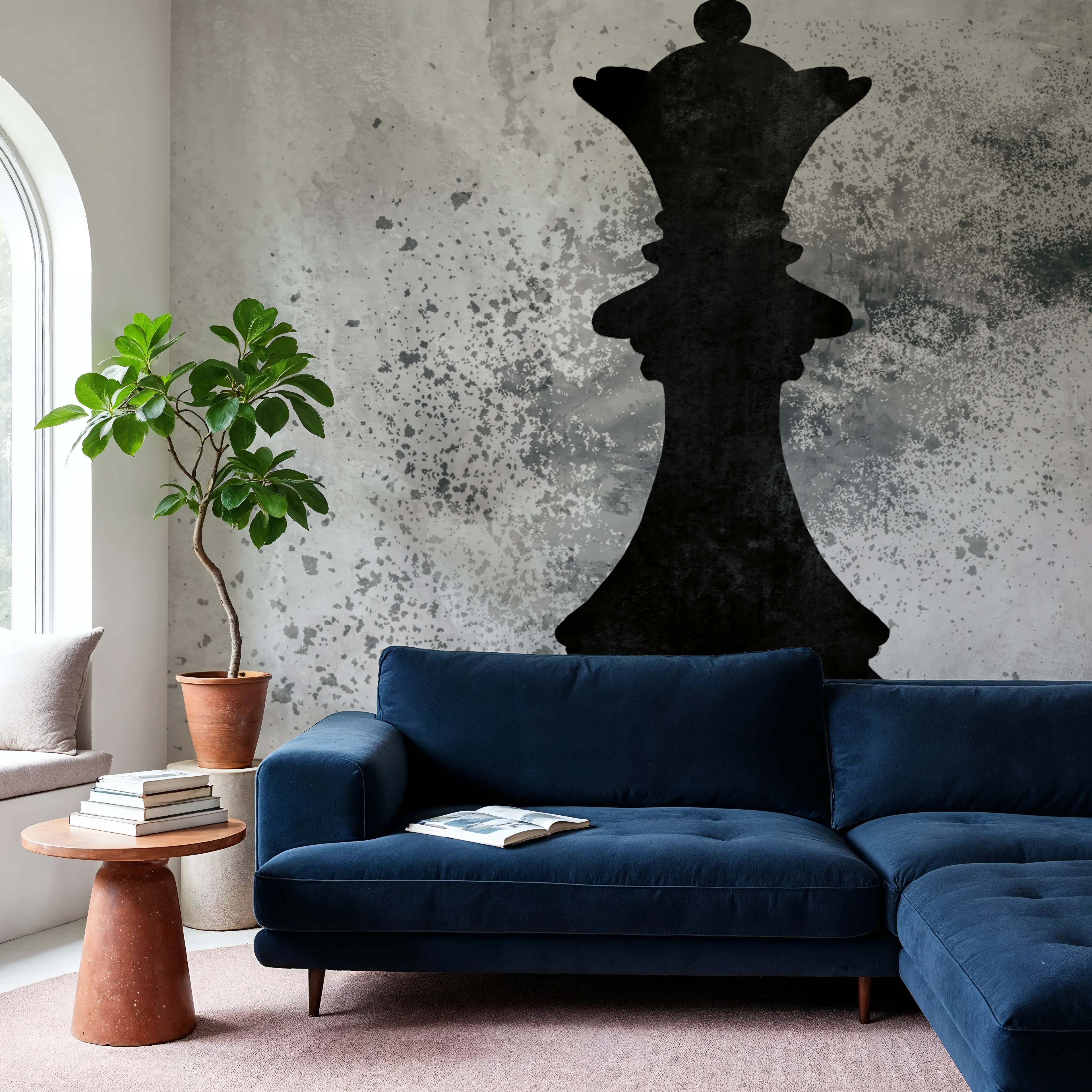 Wall Mural - Chess Queen - Graphics Hobbies mural wallpaper - Gray - Hallway staircases - Wallism UK - Peel & Stick or Paste-the-Wall