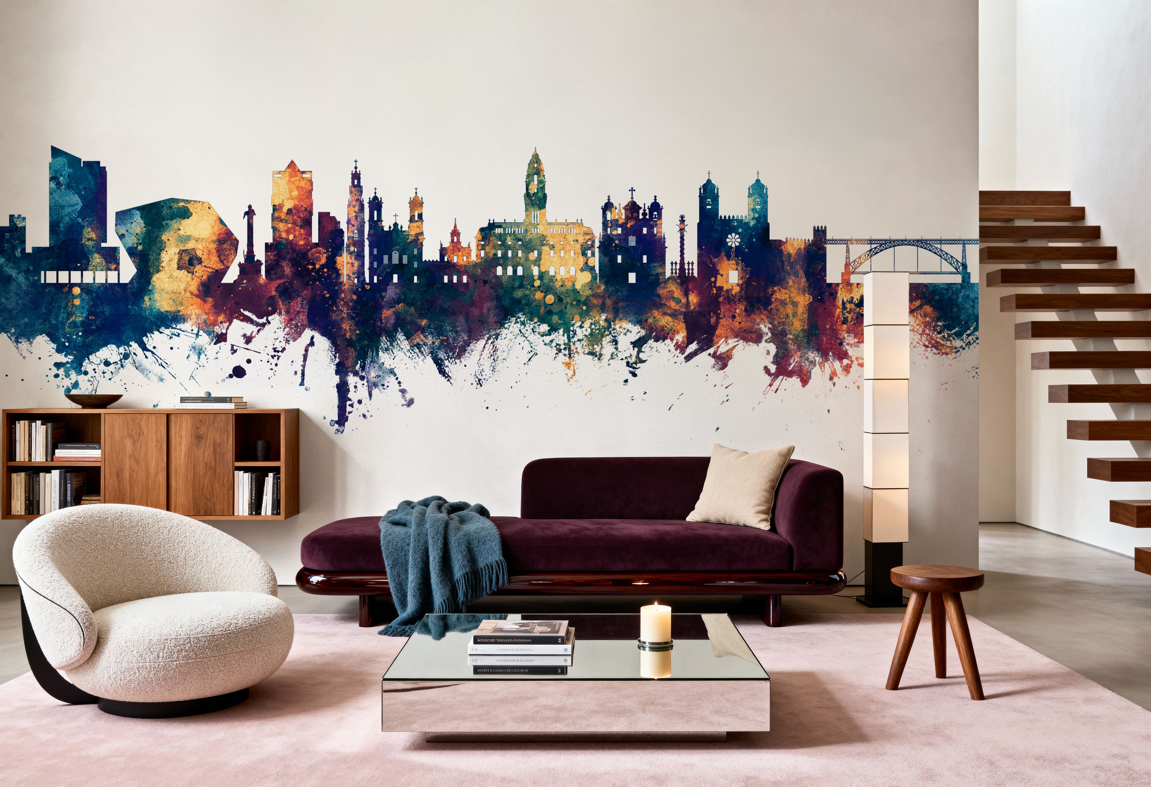 Porto Portugal Skyline Blue & Bronze