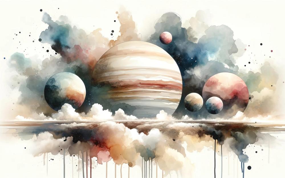Surreal Planetary Landscape in Watercolor