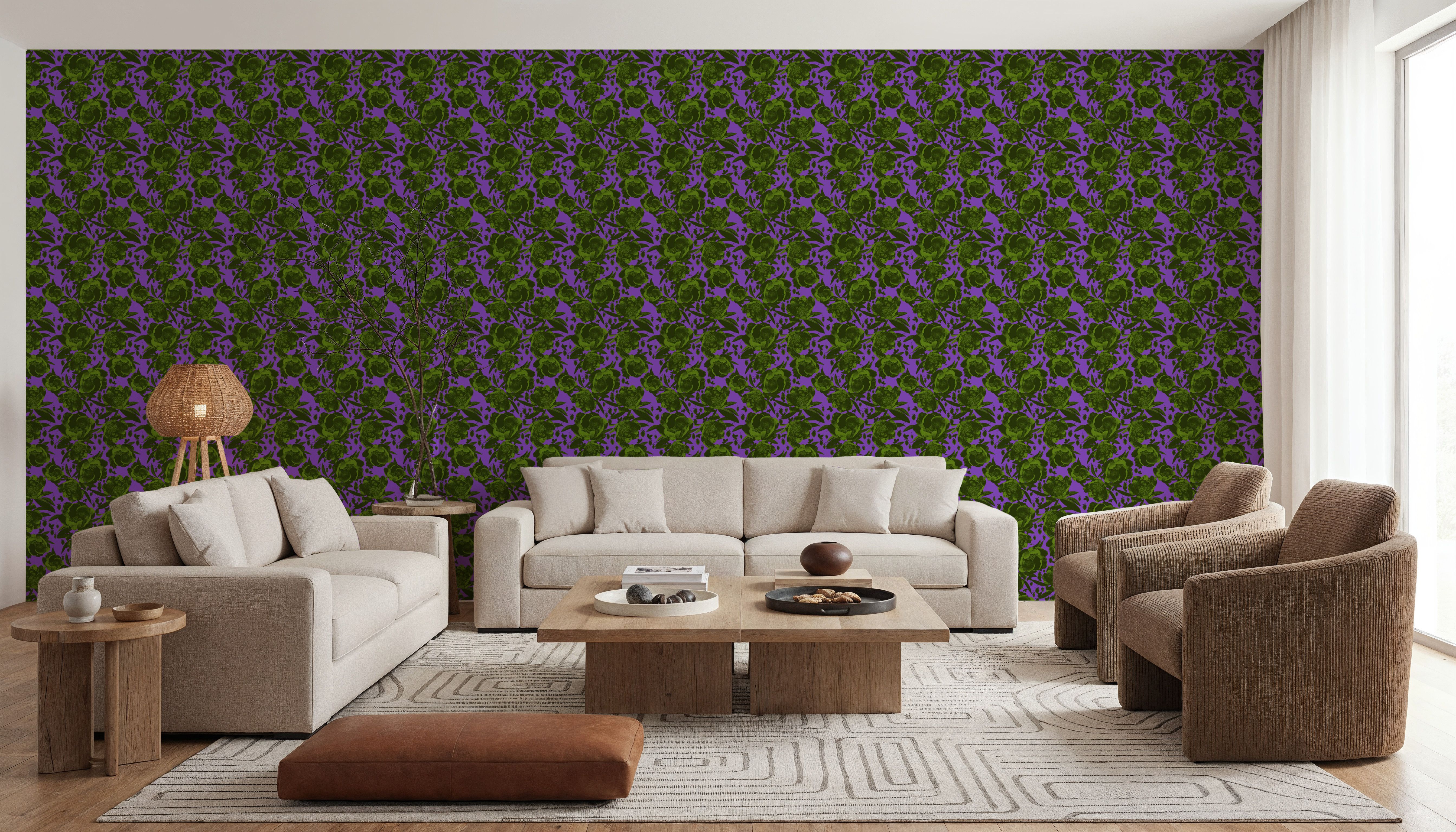 Pop Peonies, Green & Purple