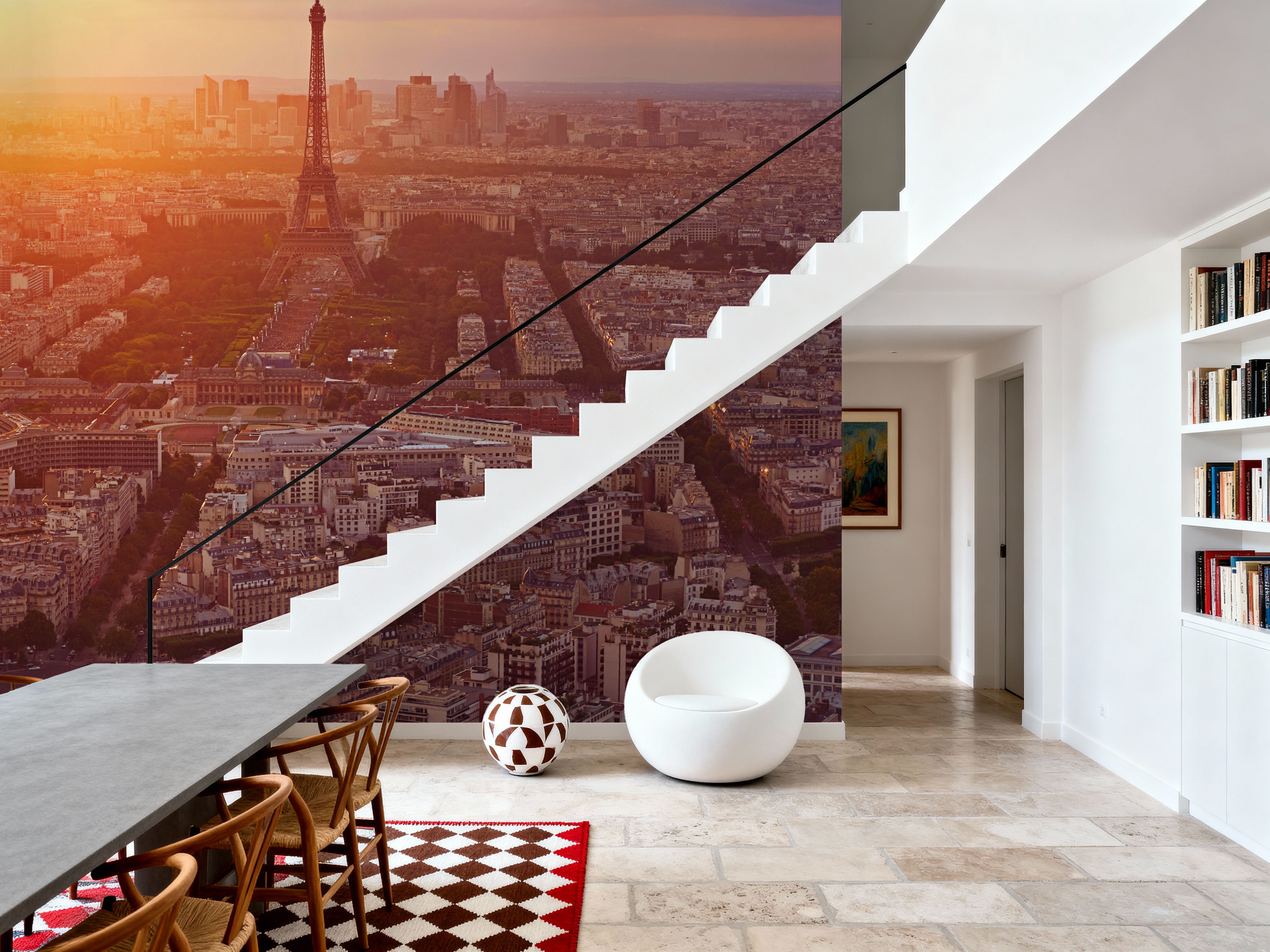 Eiffel Tower in Paris Aerial Sunset