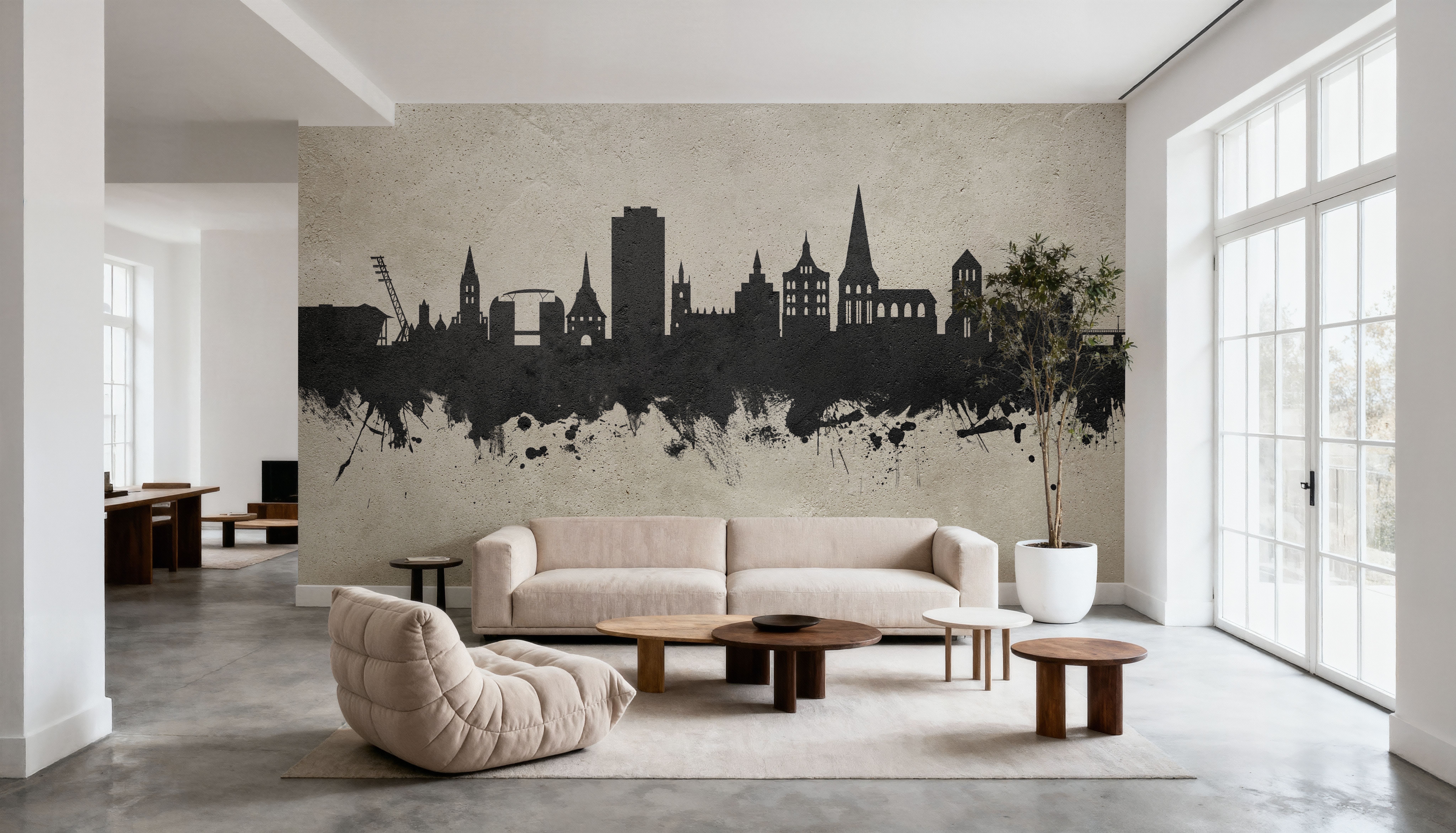 Rostock Germnay Skyline Concrete, Wallpaper