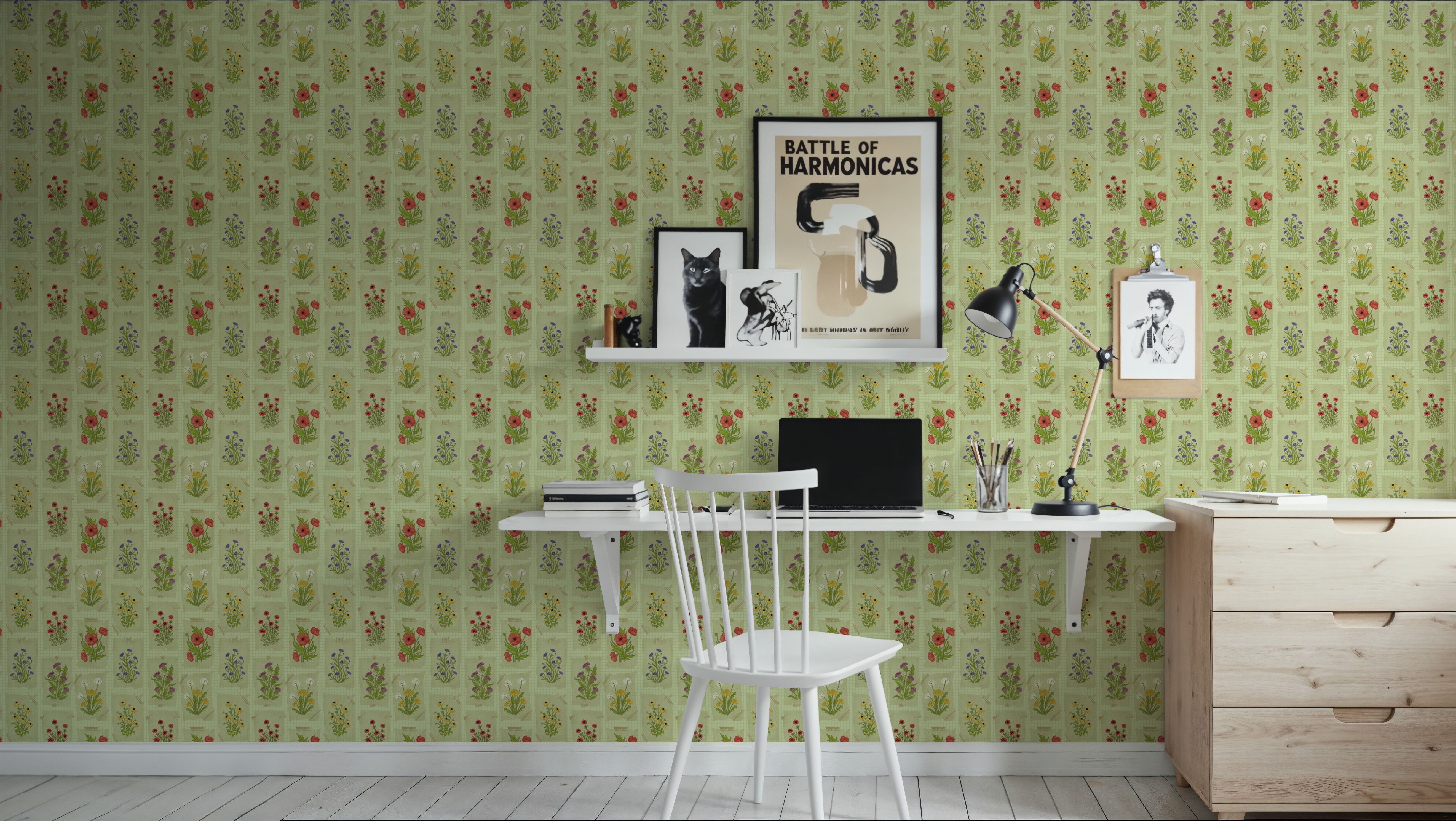 Wildflower Collage, Pistachio
