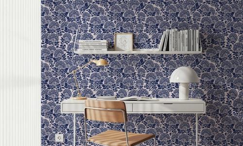 Hydrangea, Navy on Cream