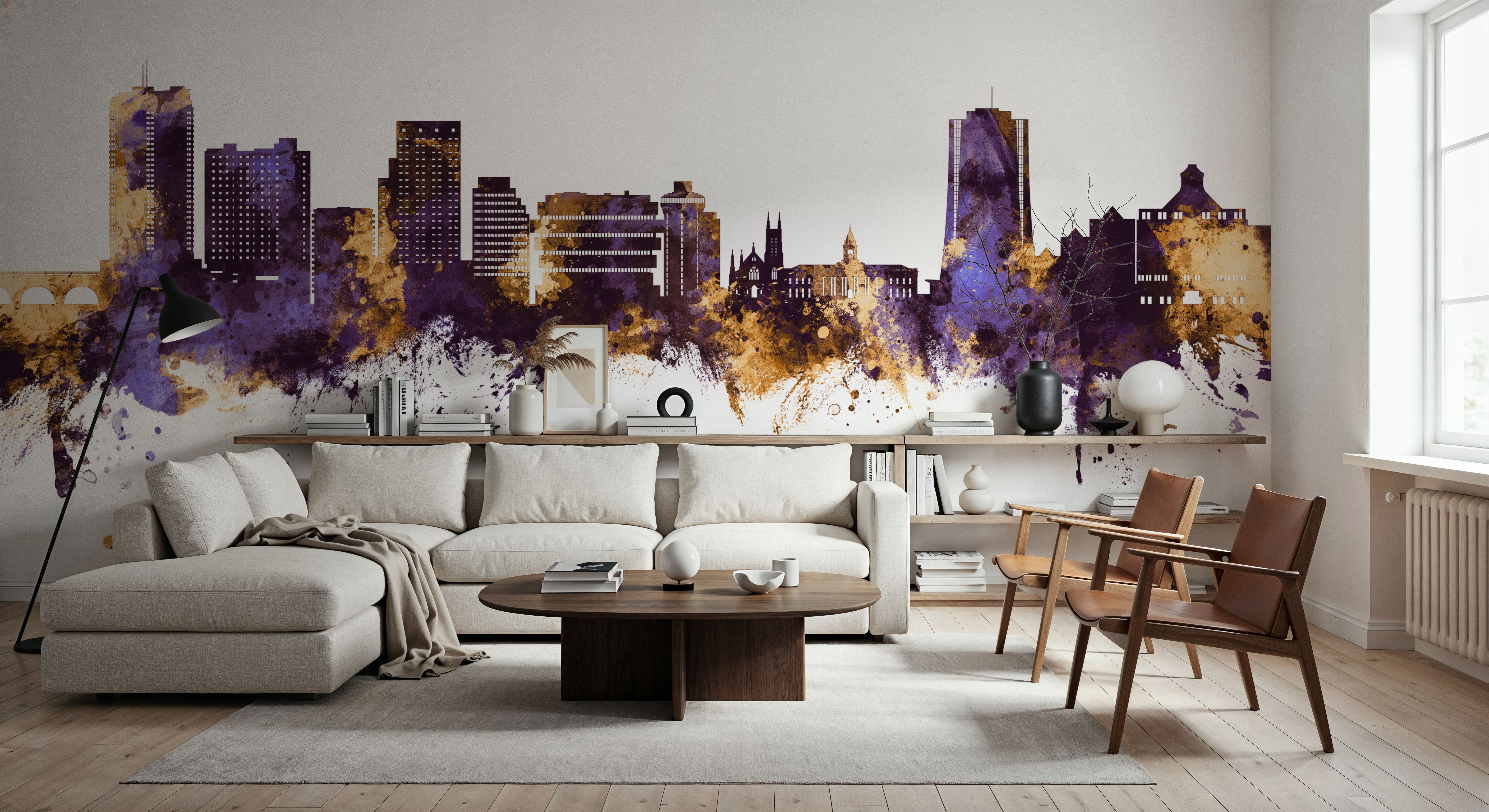 Stamford Connecticut Skyline Purple & Gold